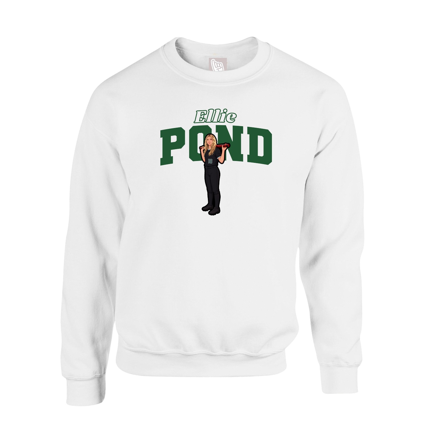 Fleece Crew — Name Arch in White