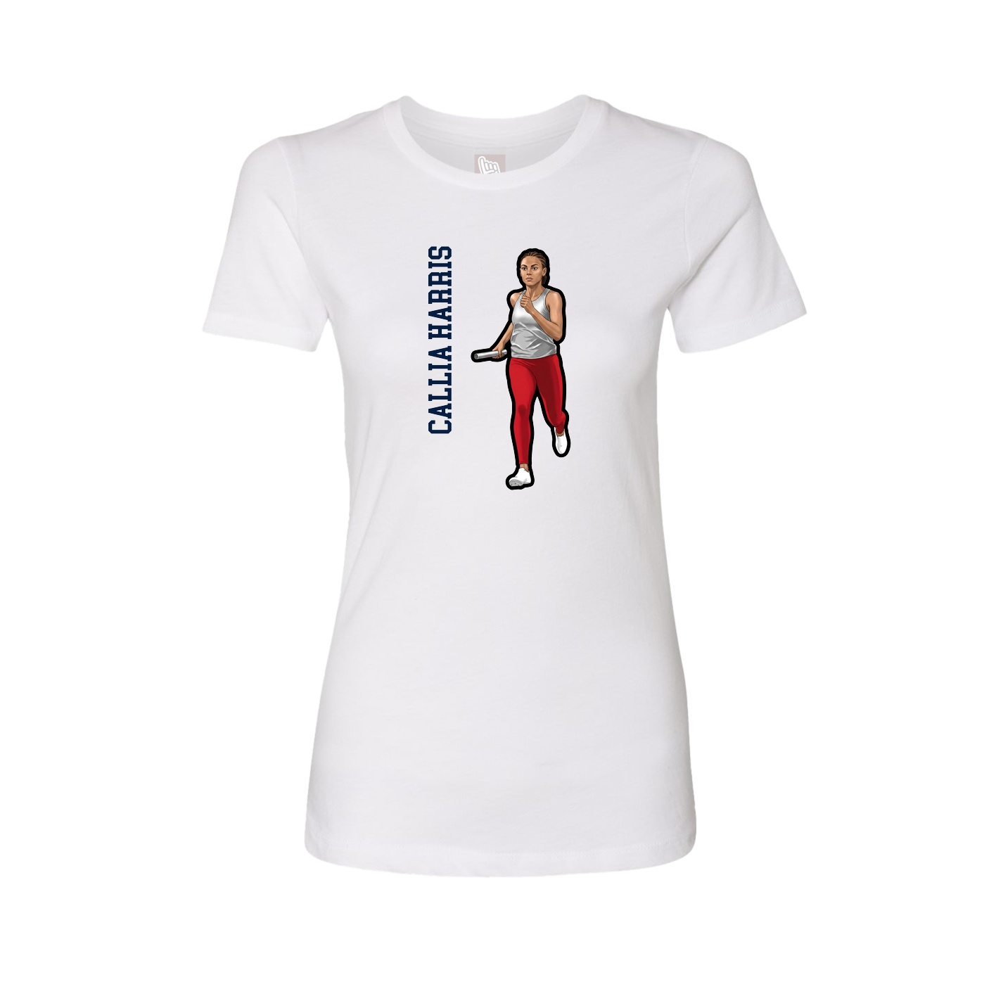 Fitted Women's Tee — Name Vertical in White