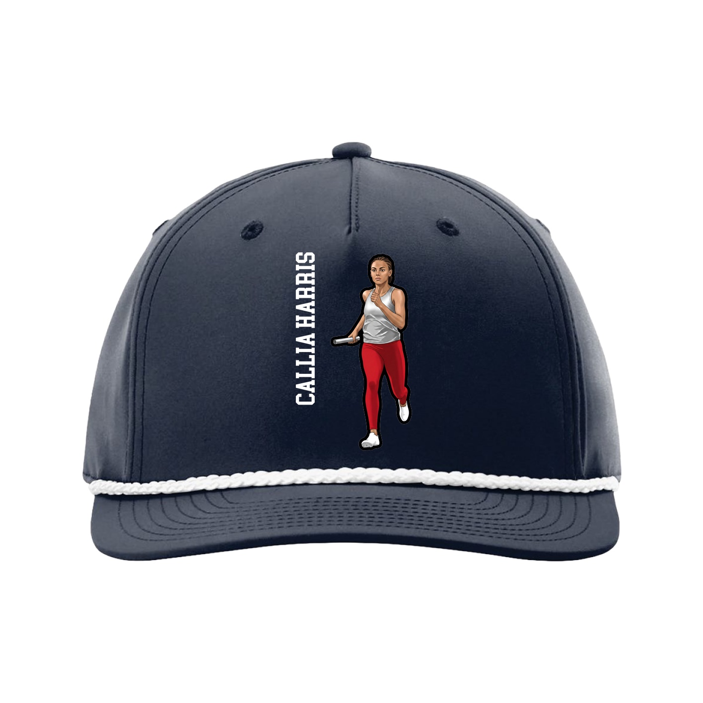 Five-Panel Classic Rope Cap — Name Vertical in Navy