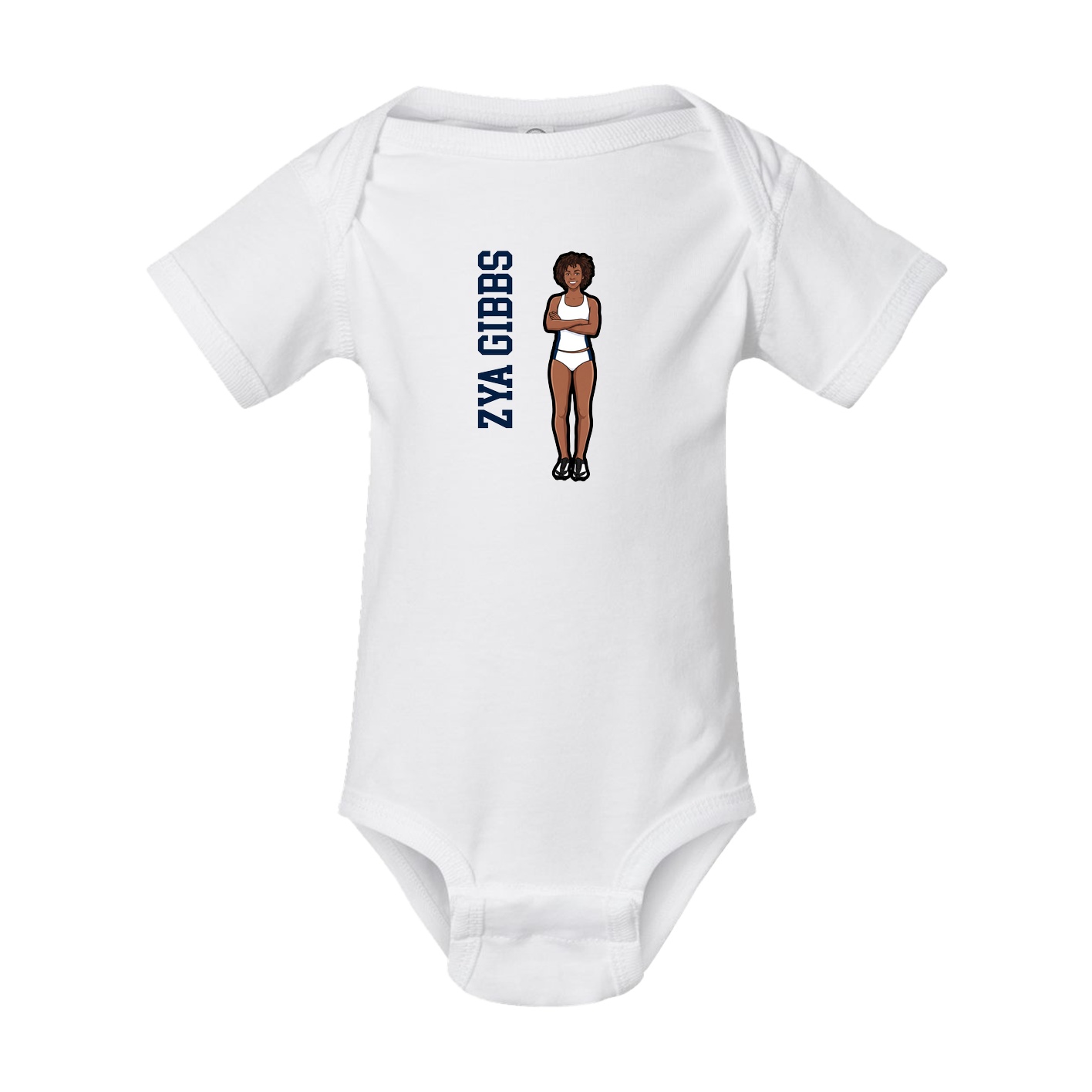 Baby Onesie — Name Vertical in White