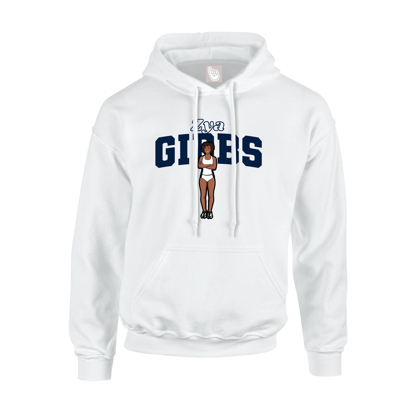 Youth Hoodie — Name Arch in White