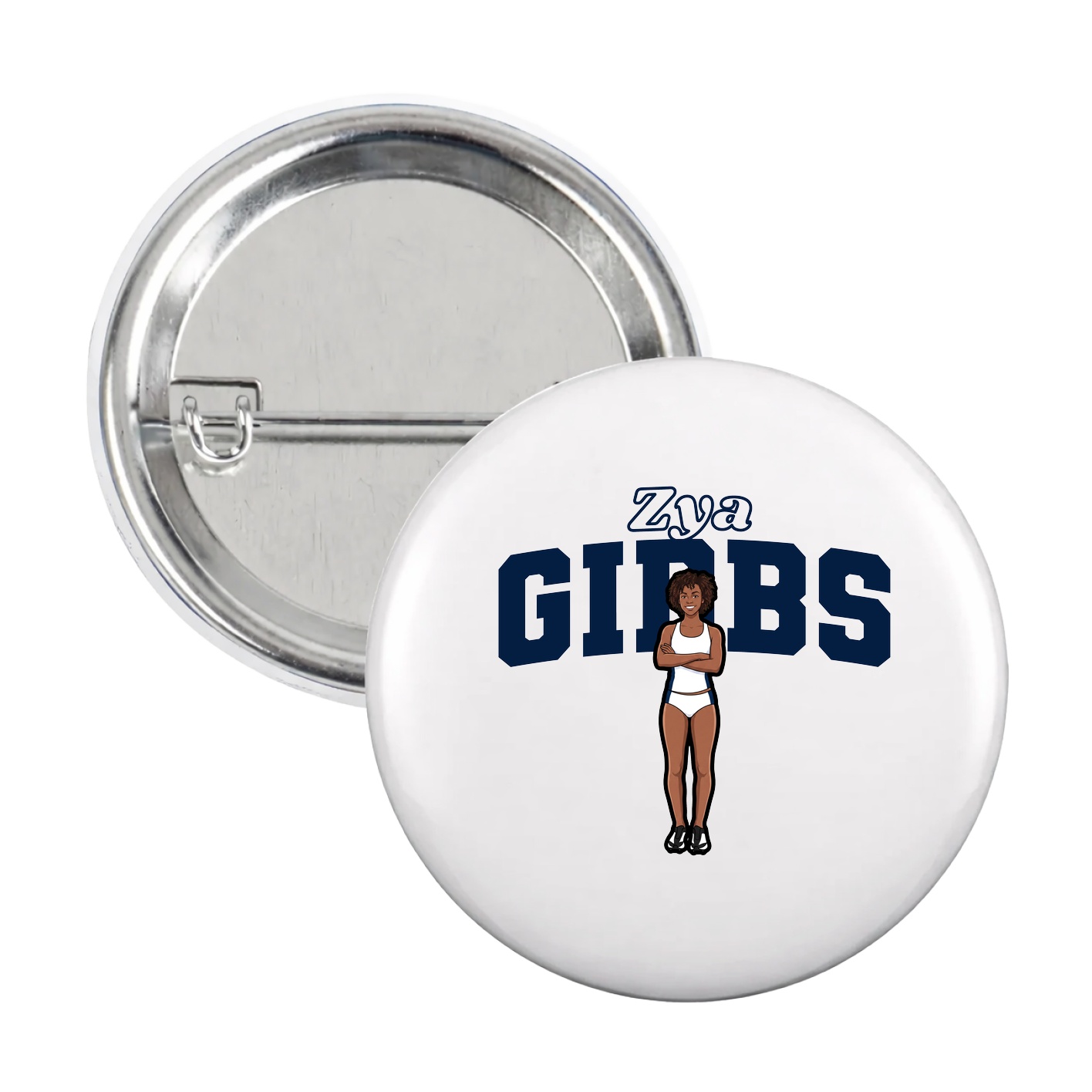 Game Day Button — Name Arch in White