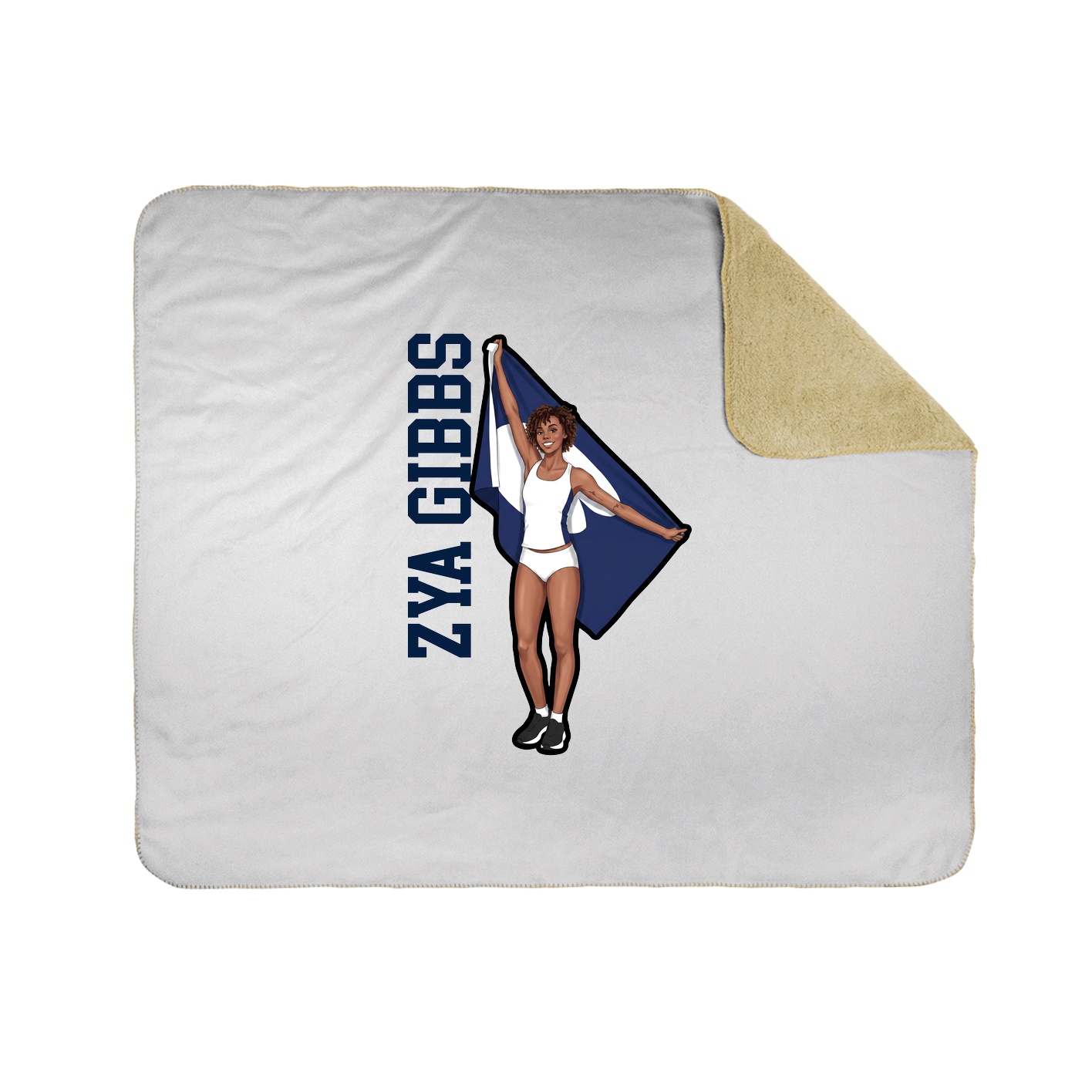 Throw Blanket — Name Vertical in White
