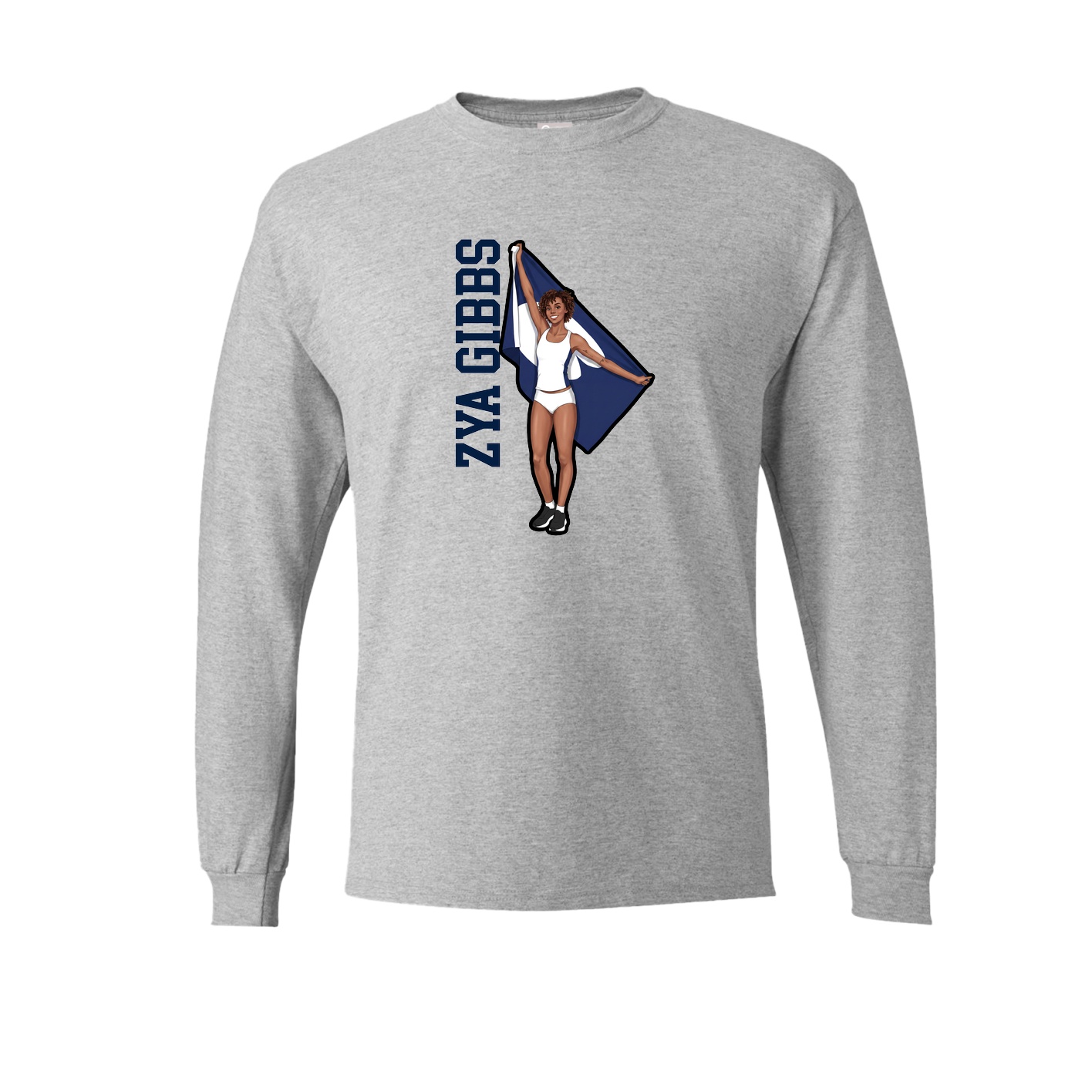 Long Sleeve Tee — Name Vertical in Grey
