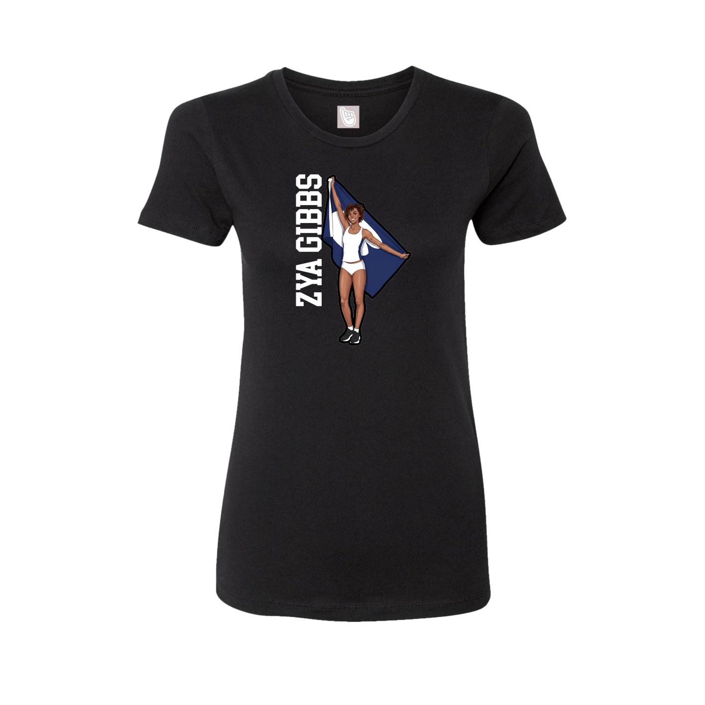Fitted Women's Tee — Name Vertical in Black