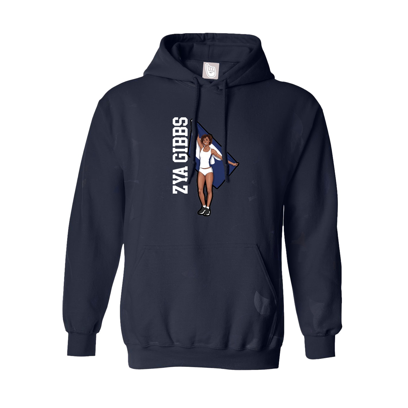 Hoodie — Name Vertical in Navy