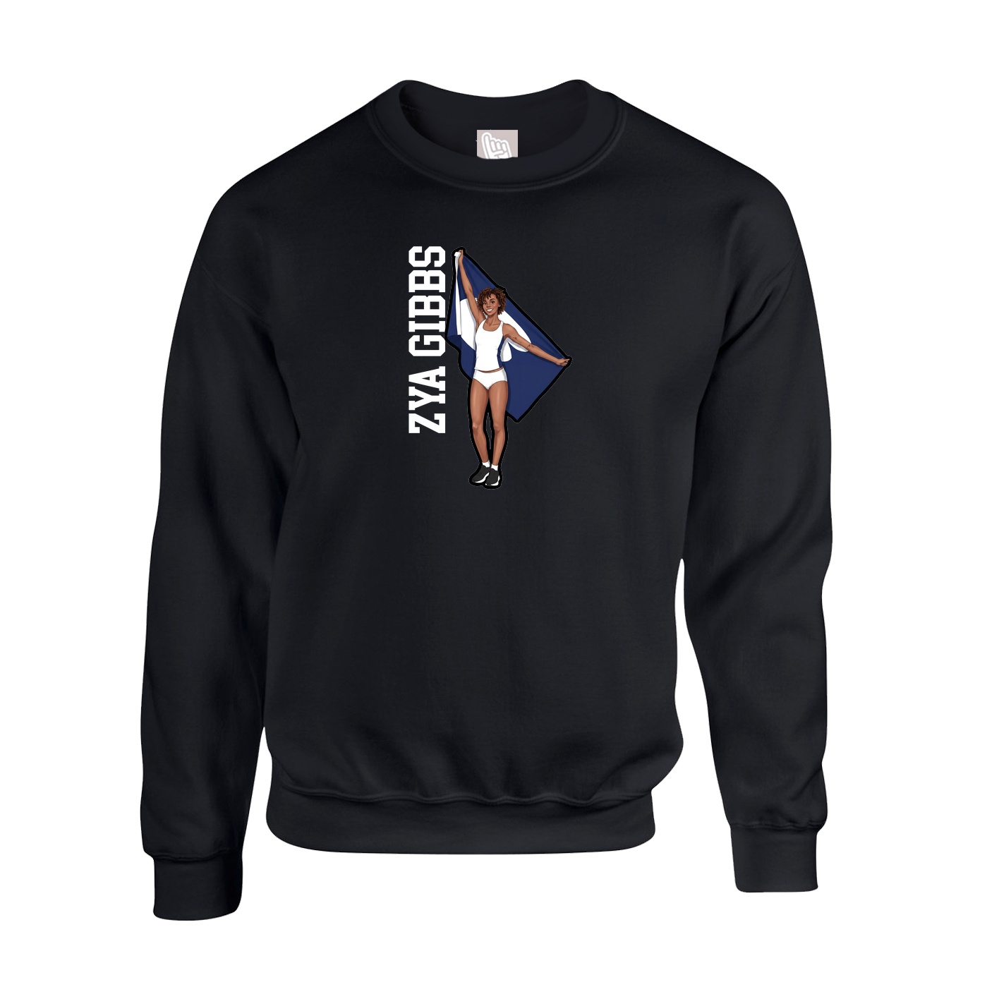 Fleece Crew — Name Vertical in Black