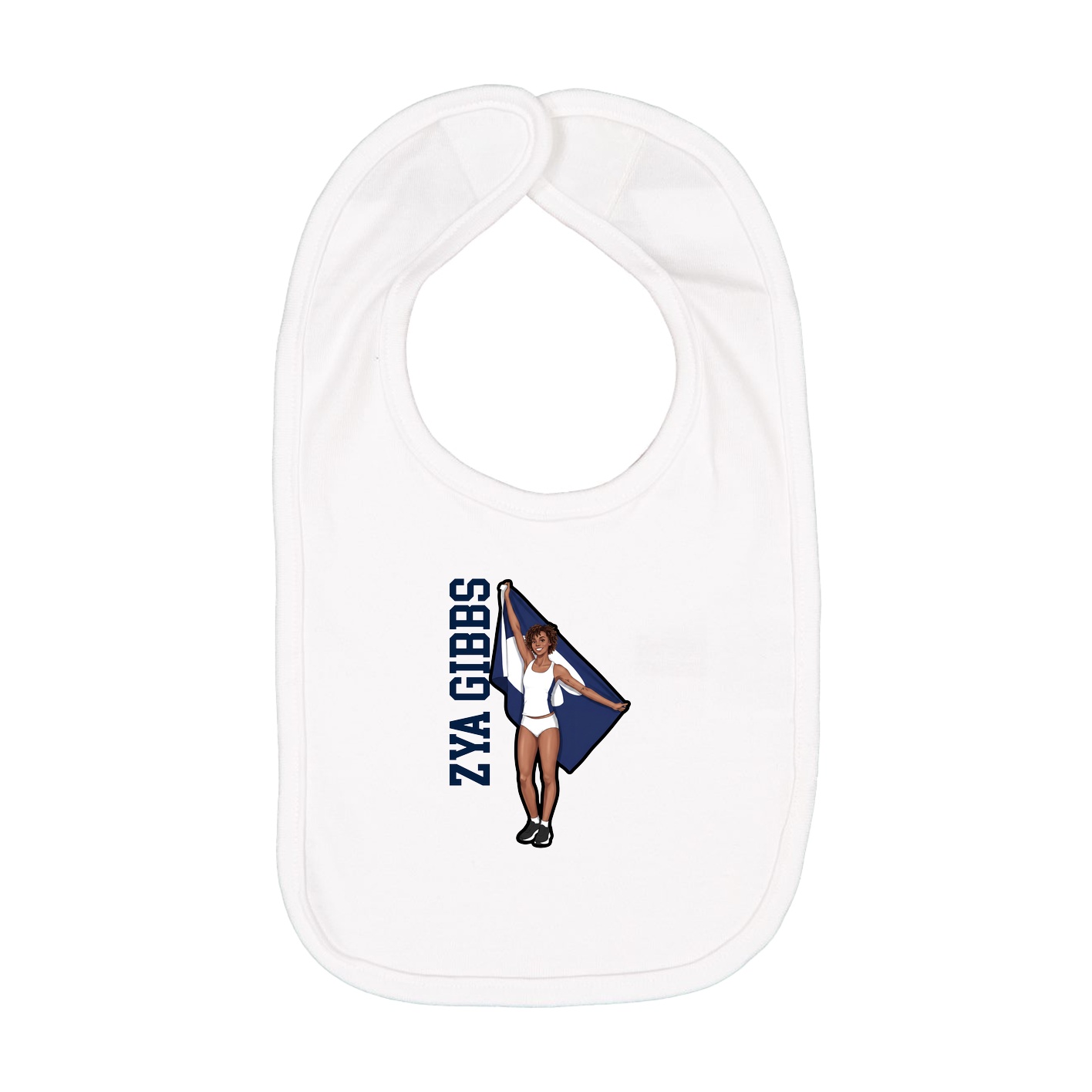 Infant Bib — Name Vertical in White