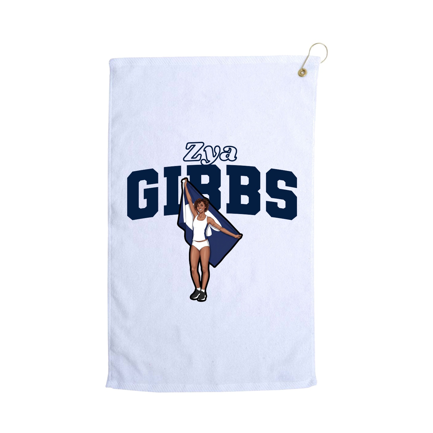 Golf Towel — Name Arch in White