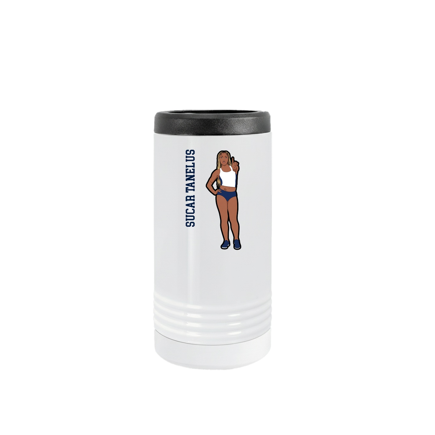Slim Beverage Holder — Name Vertical in White