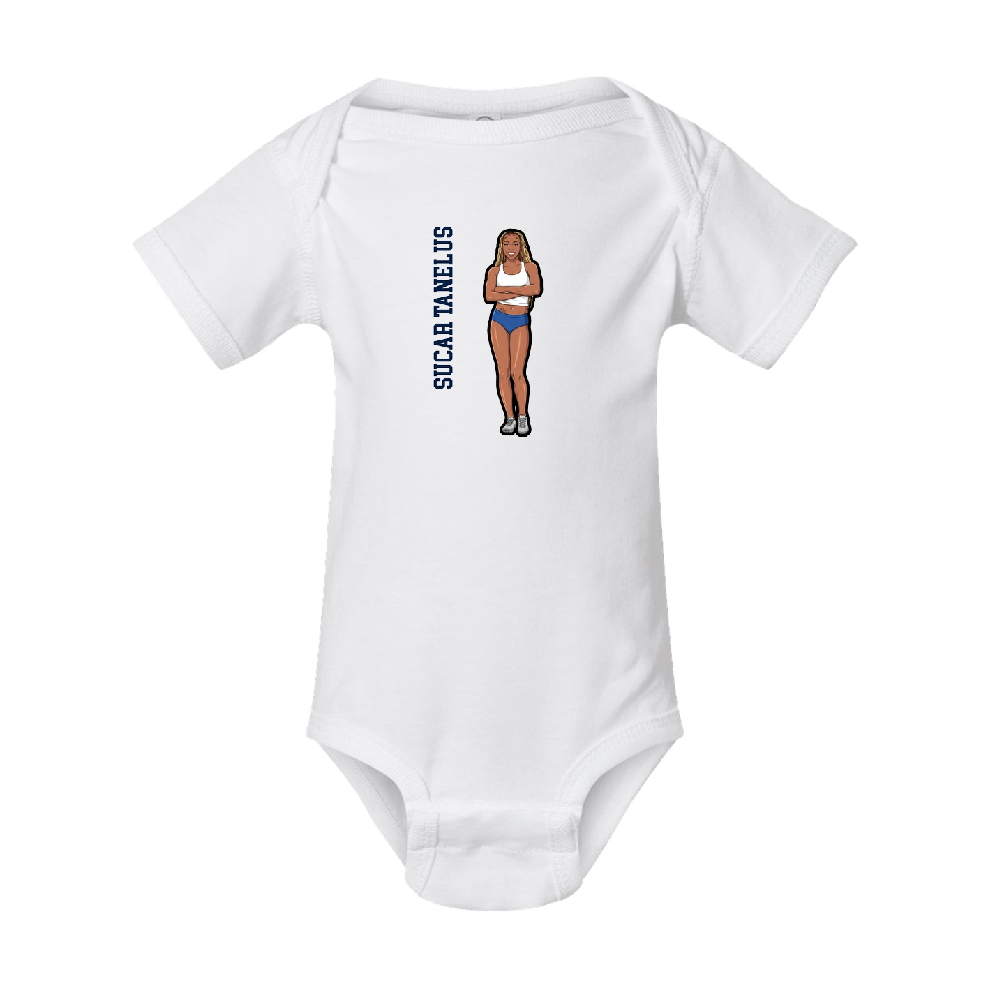 Baby Onesie — Name Vertical in White