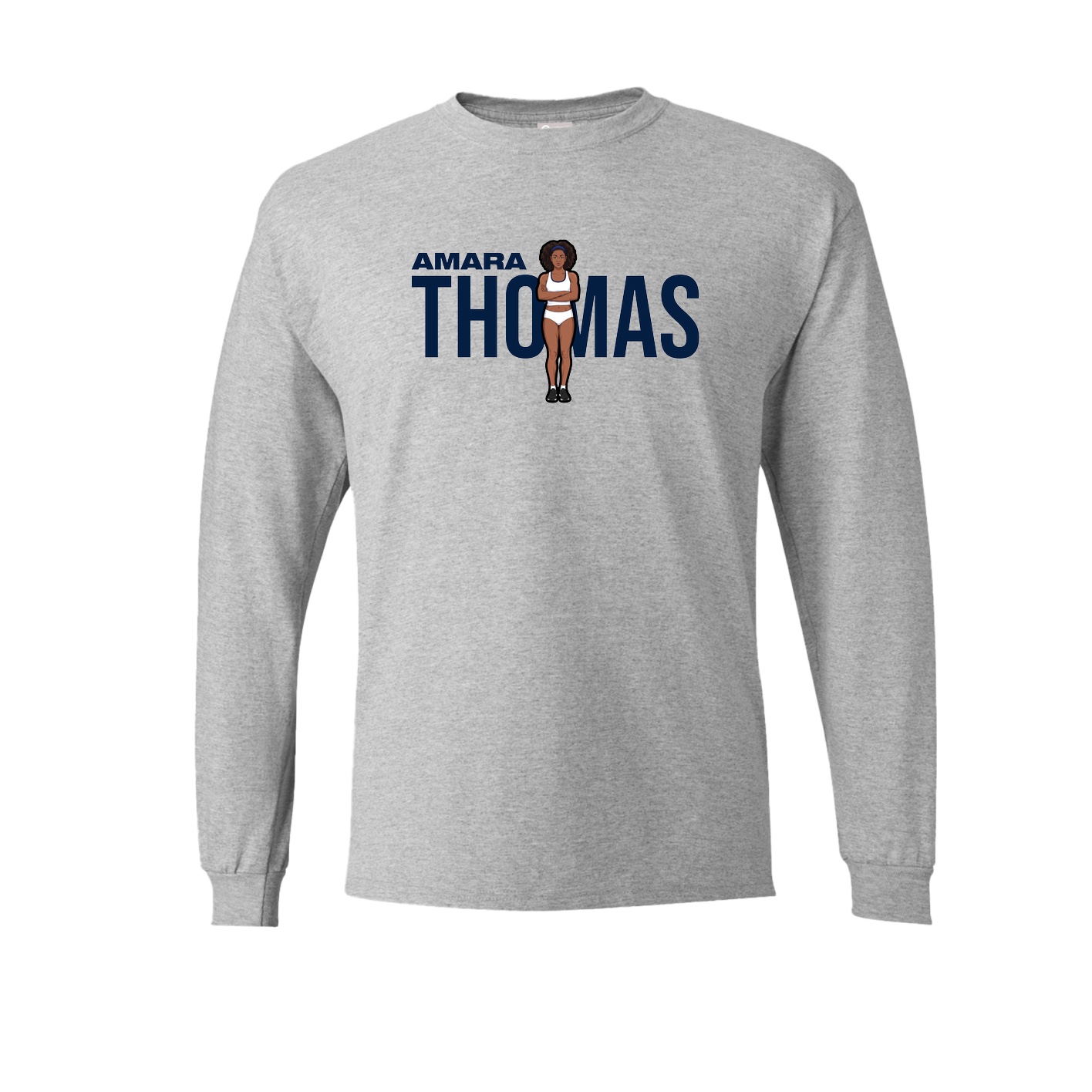 Long Sleeve Tee — Player Name in Grey