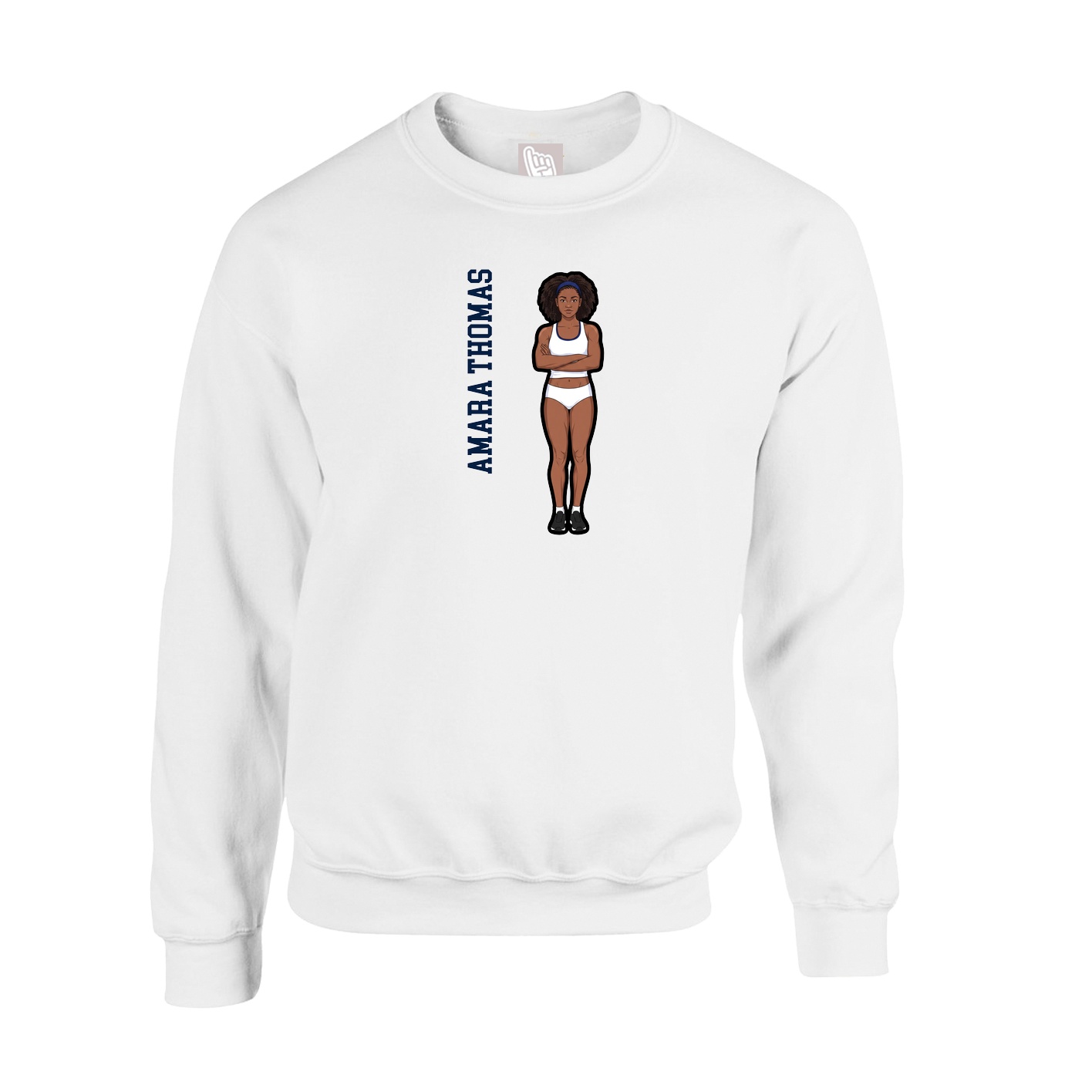 Fleece Crew — Name Vertical in White
