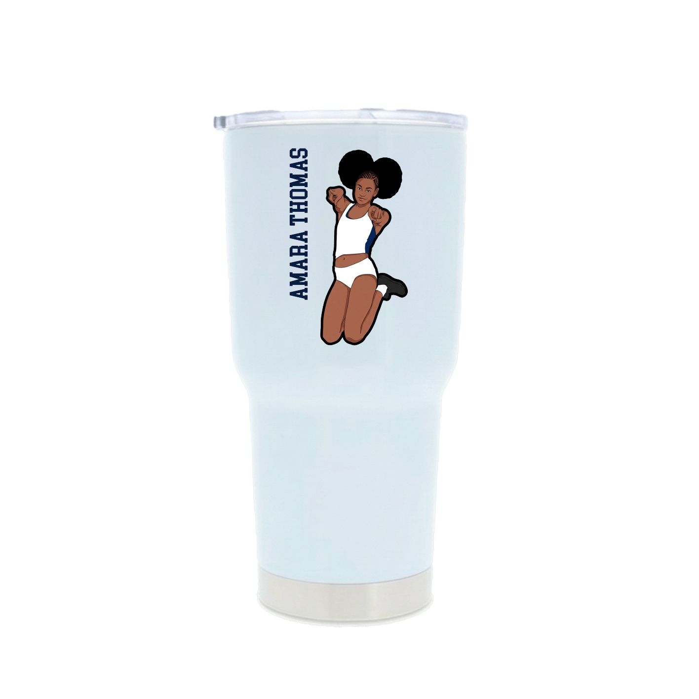 30oz Stainless Steel Tumbler — Name Vertical in White