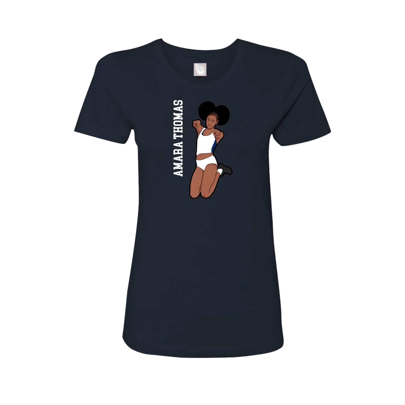 Fitted Women's Tee — Name Vertical in Navy