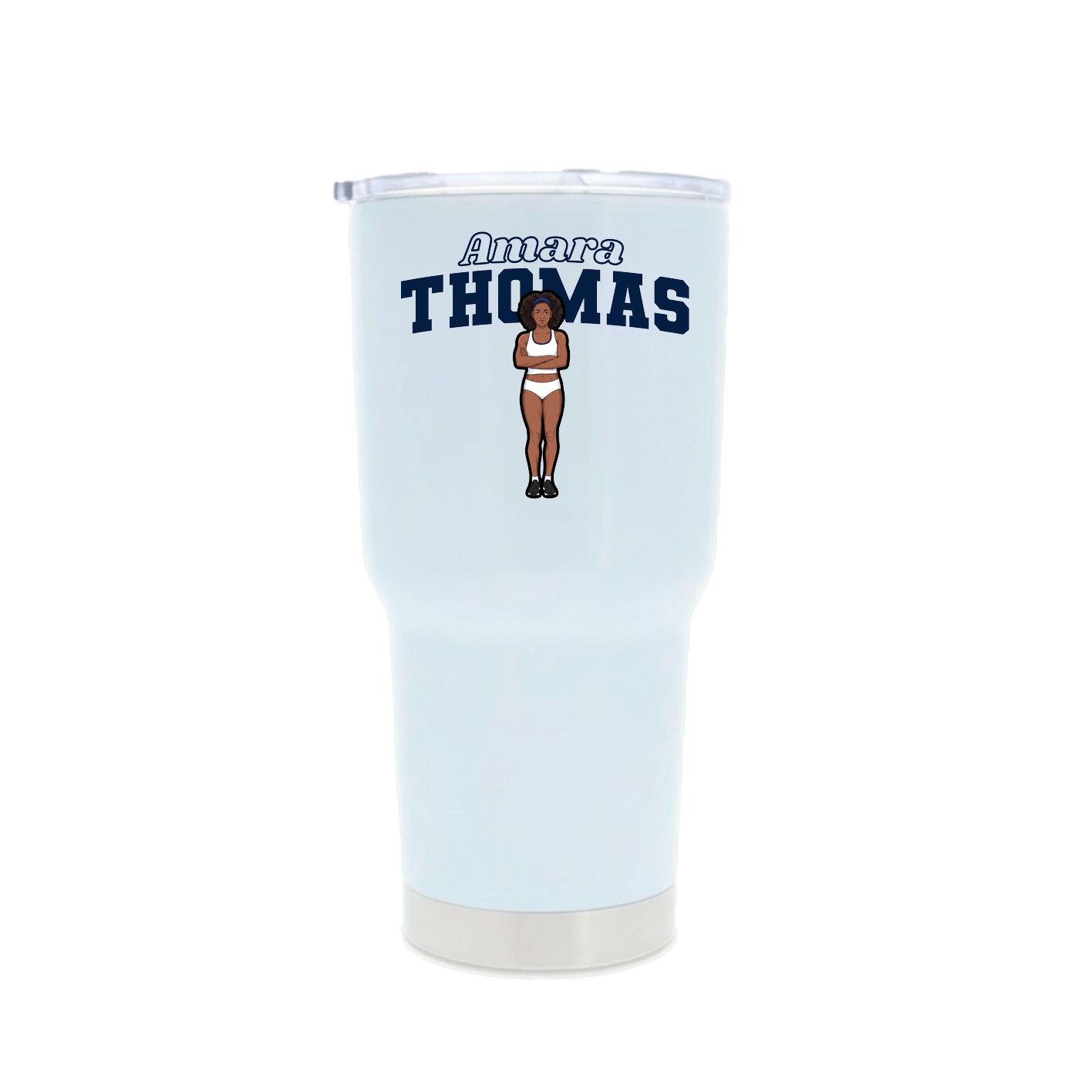 30oz Stainless Steel Tumbler — Name Arch in White