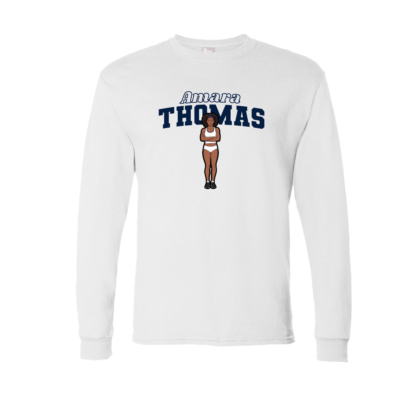 Long Sleeve Tee — Name Arch in White