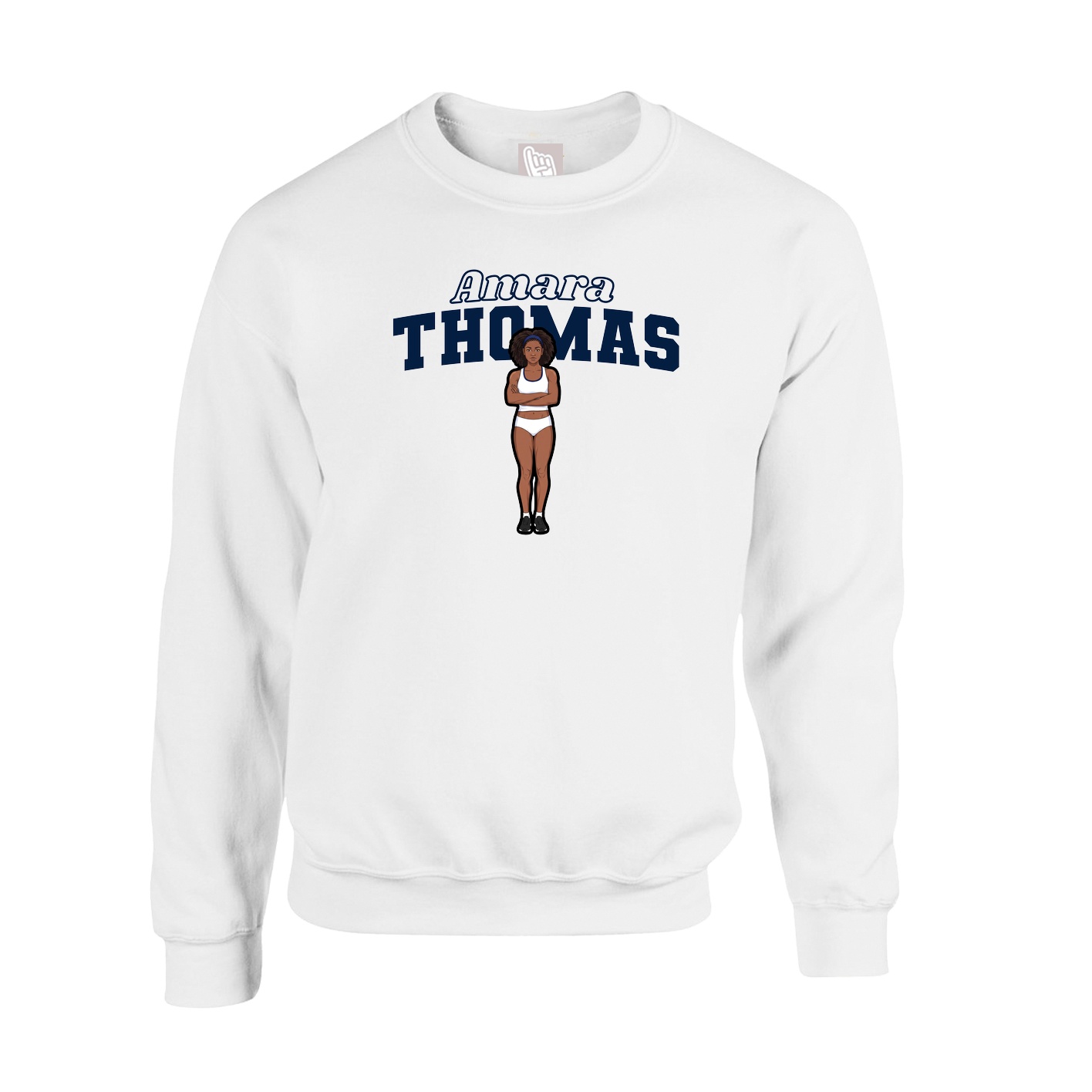 Fleece Crew — Name Arch in White