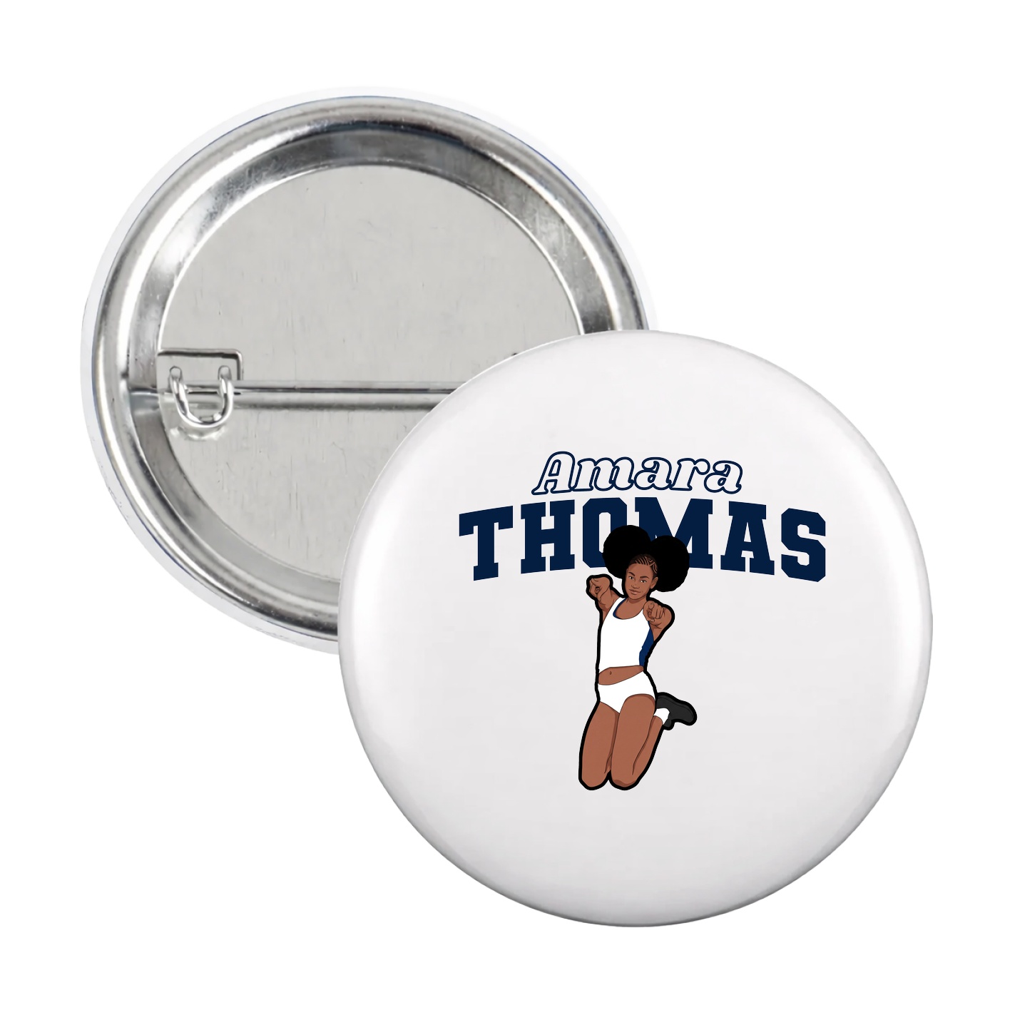 Game Day Button — Name Arch in White