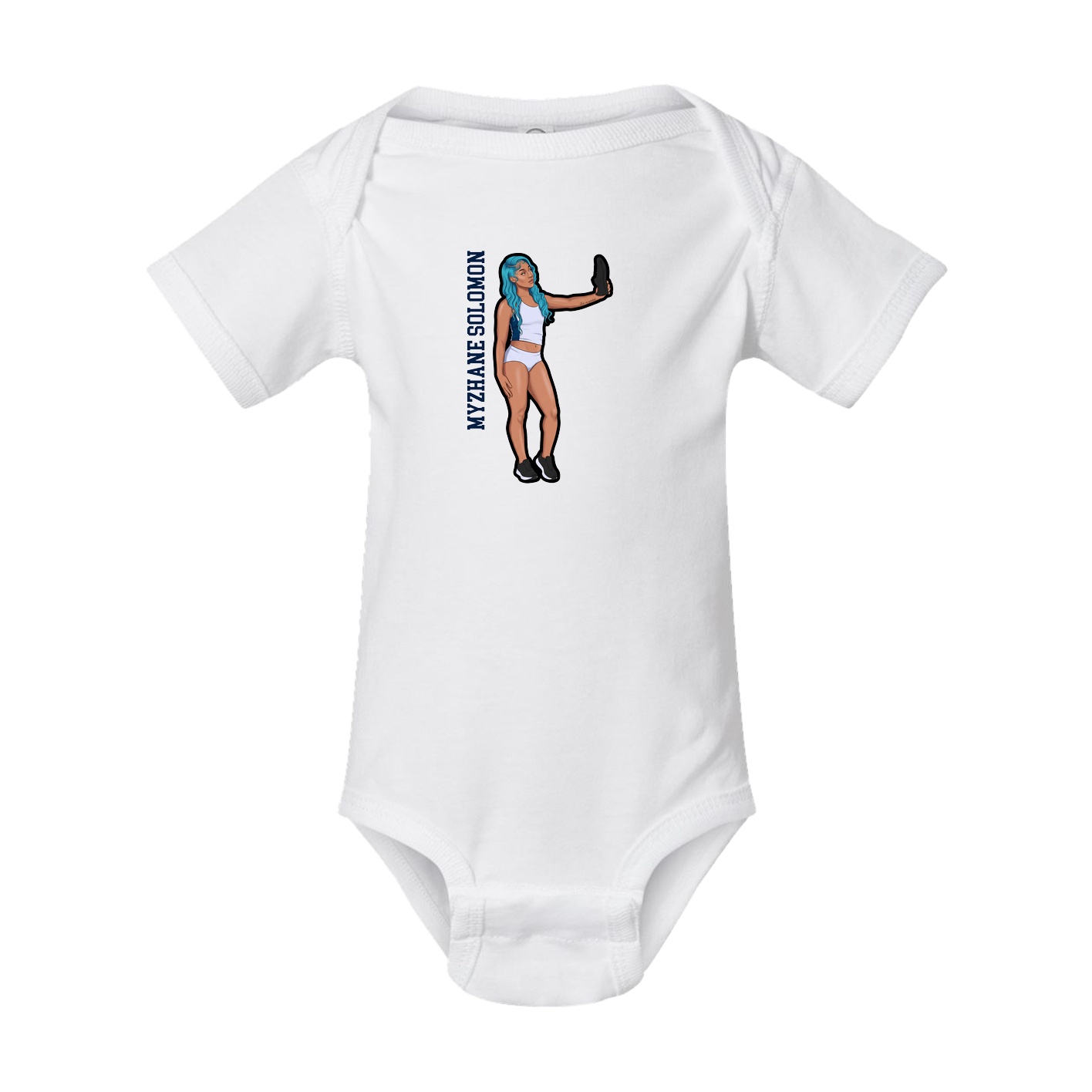 Baby Onesie — Name Vertical in White
