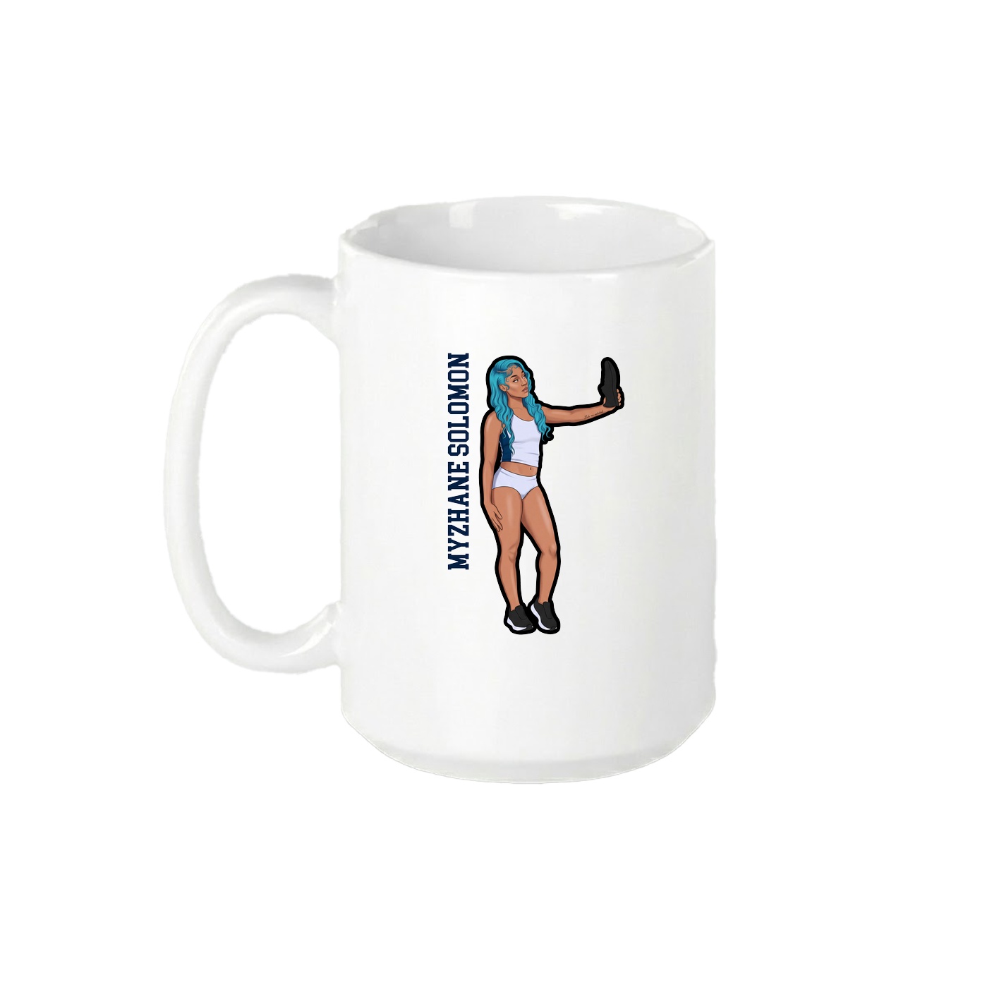 15oz Coffee Mug — Name Vertical in White