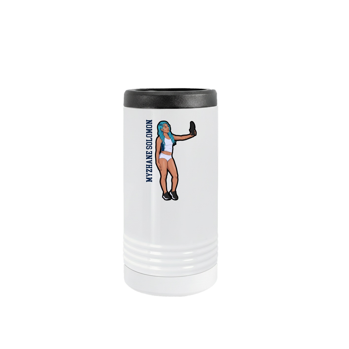Slim Beverage Holder — Name Vertical in White