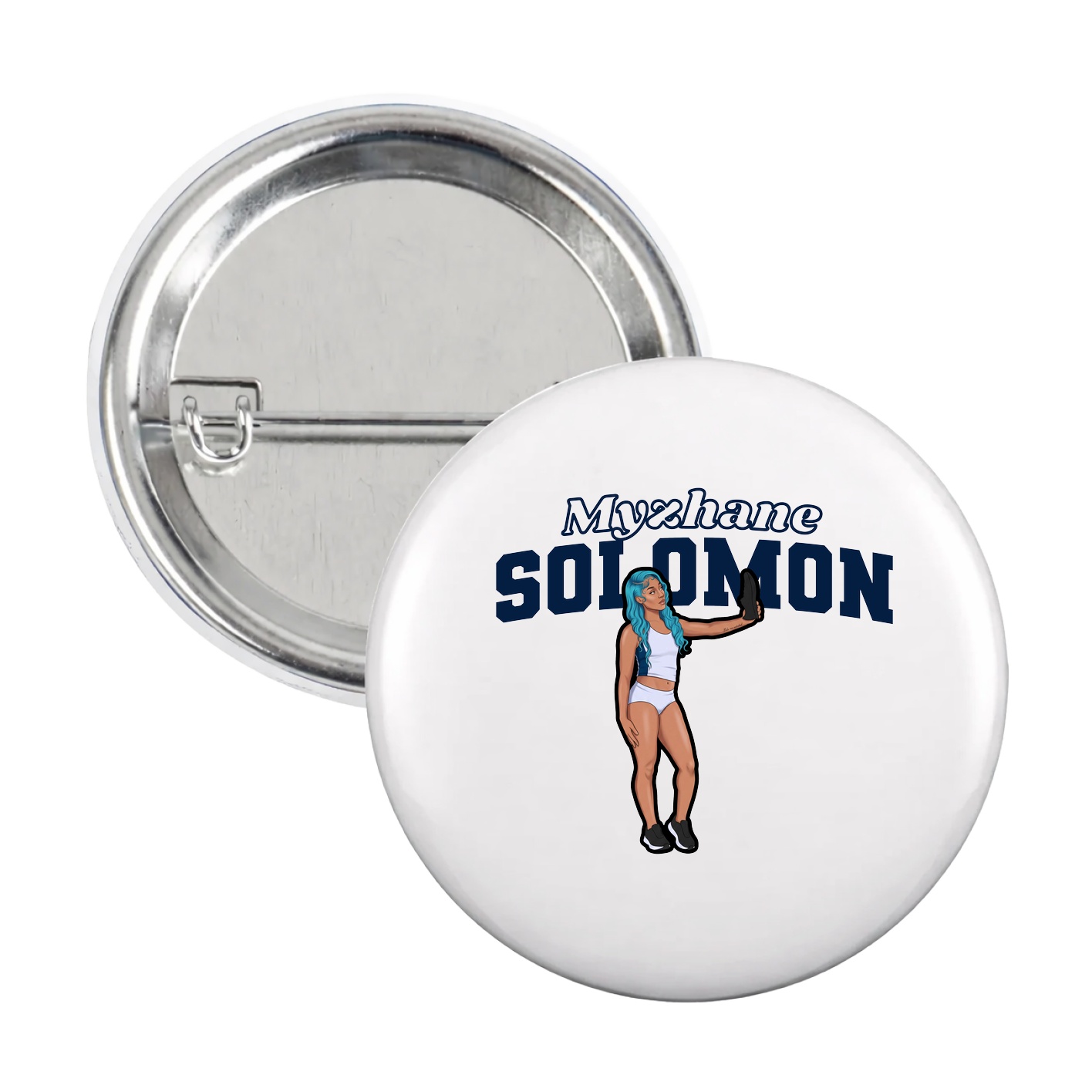 Game Day Button — Name Arch in White