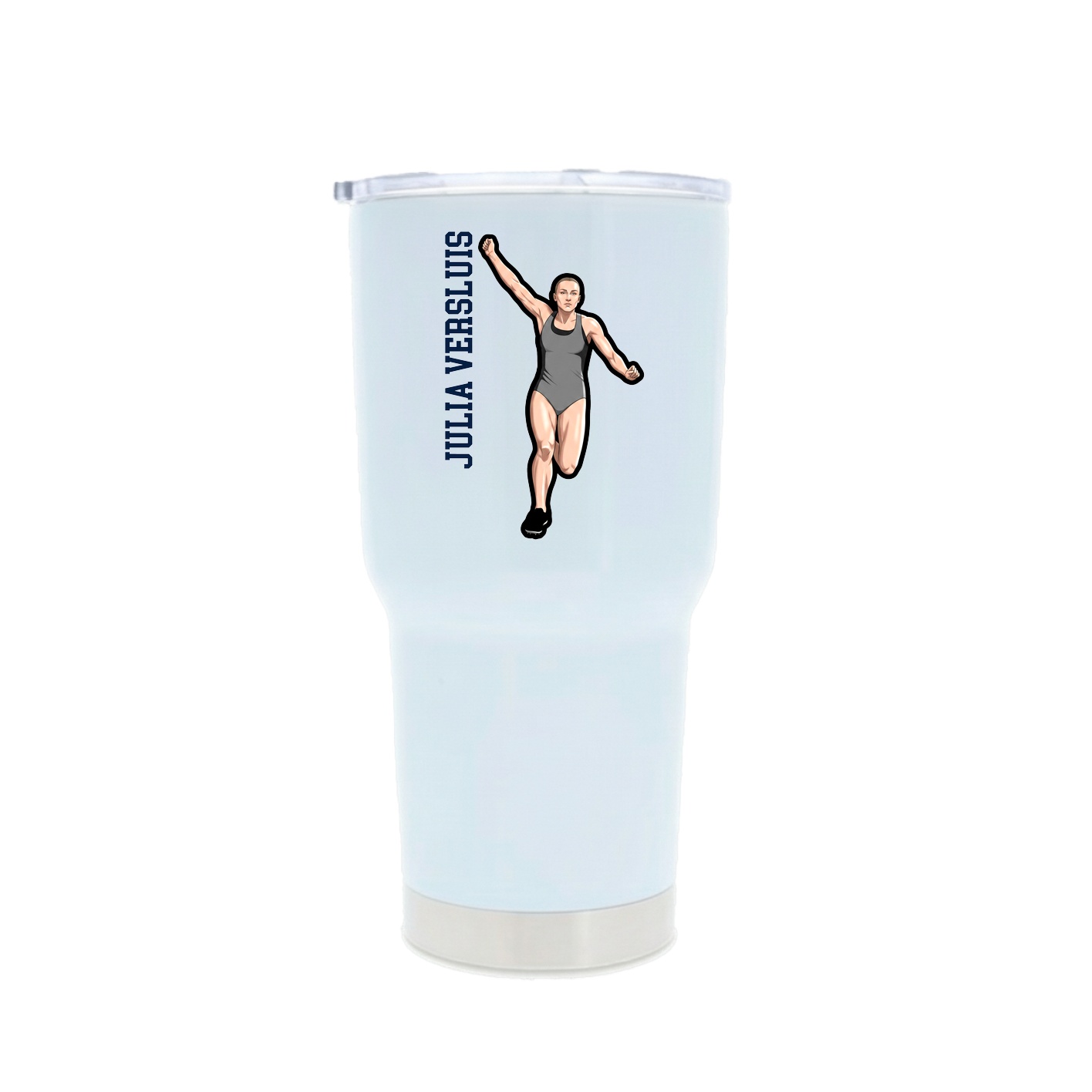 30oz Stainless Steel Tumbler — Name Vertical in White