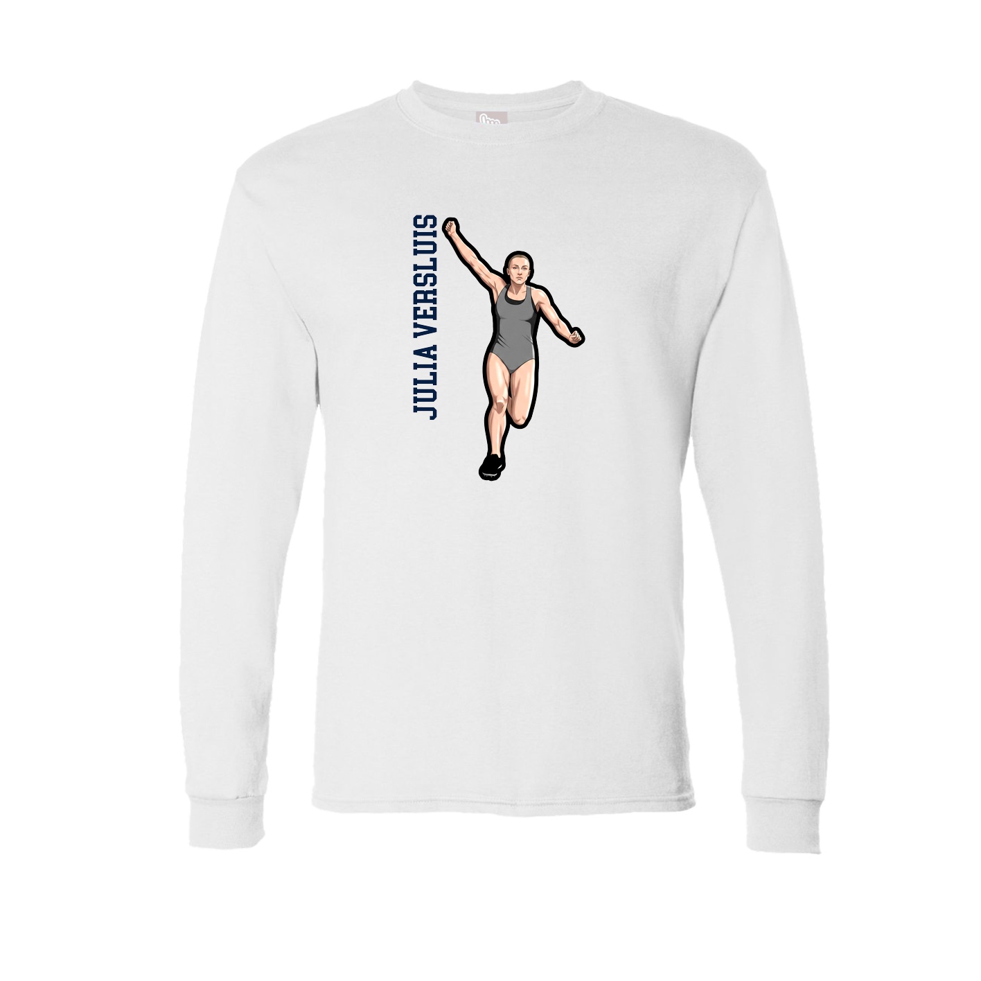 Long Sleeve Tee — Name Vertical in White