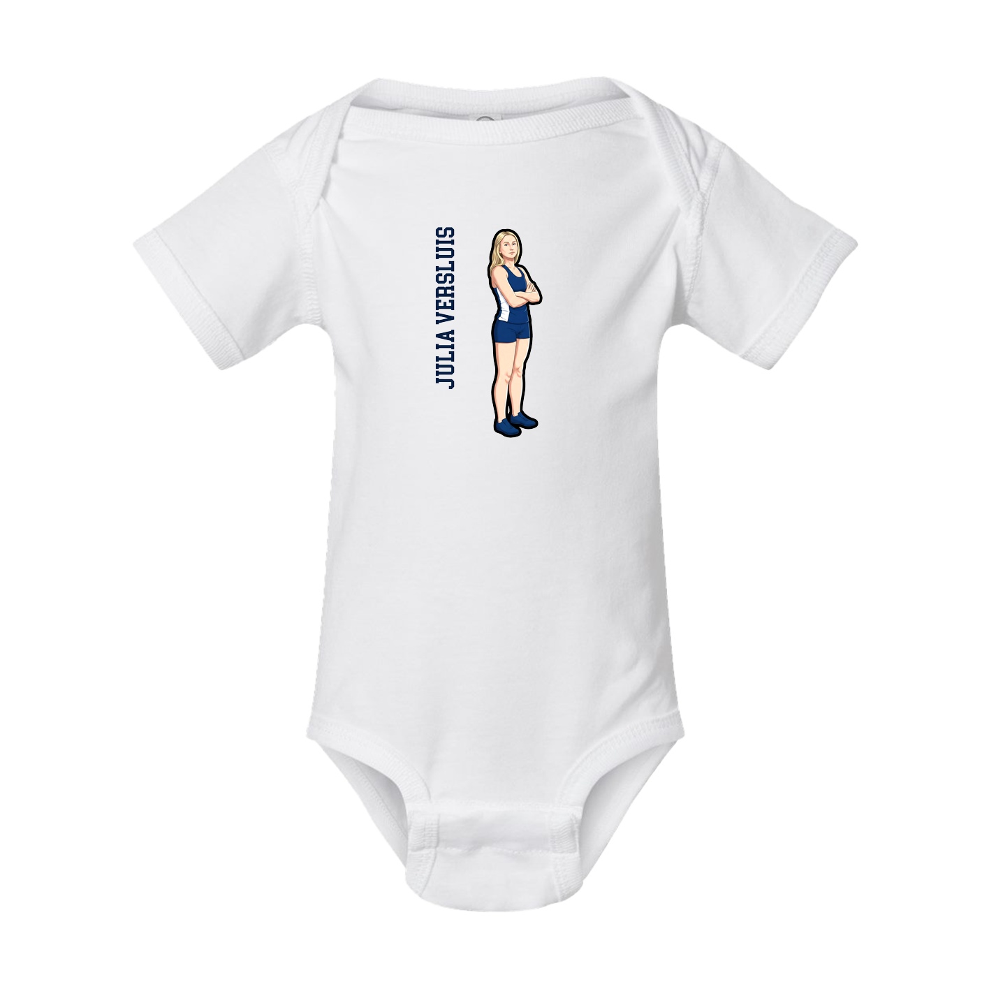 Baby Onesie — Name Vertical in White