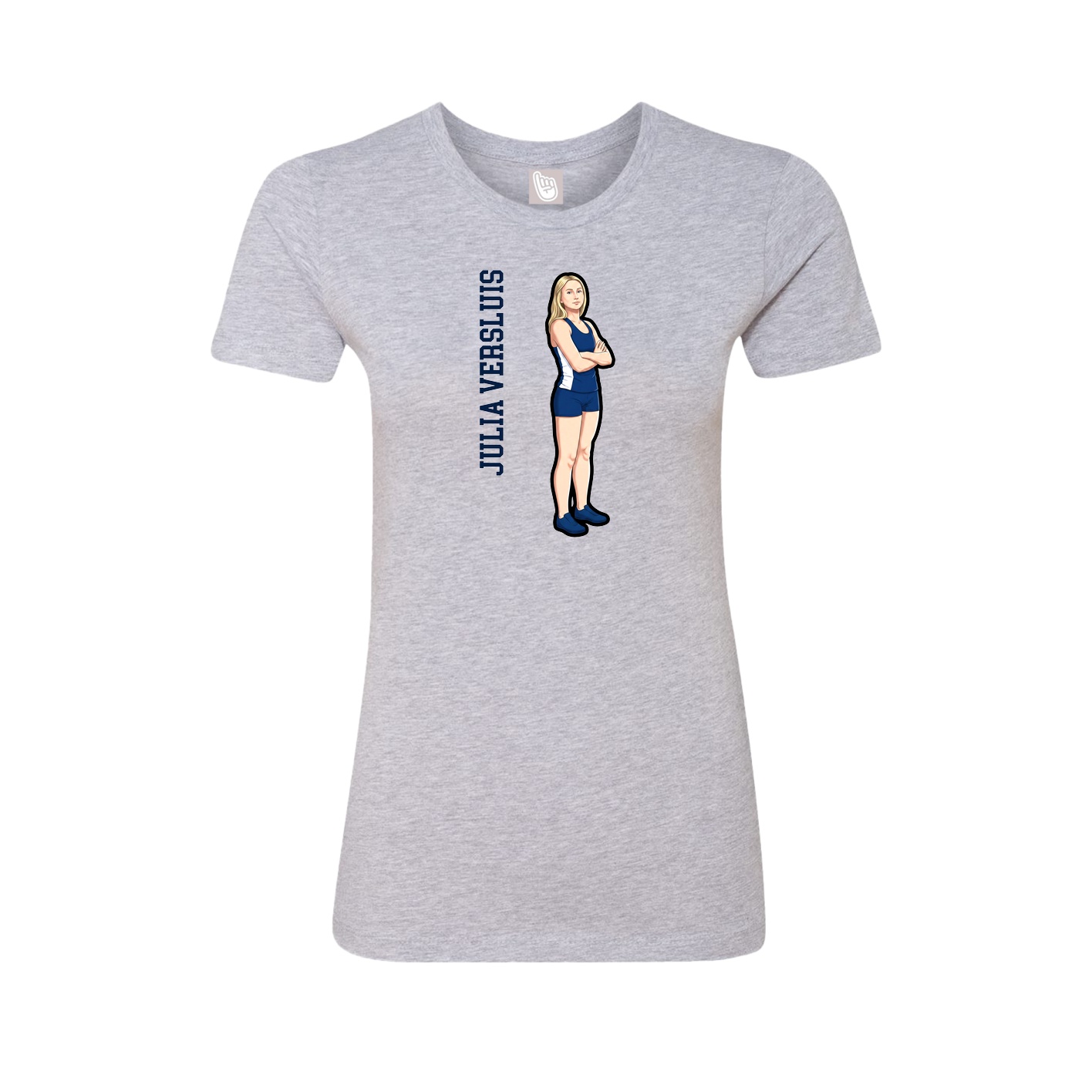 Womens Tee — Name Vertical in Grey
