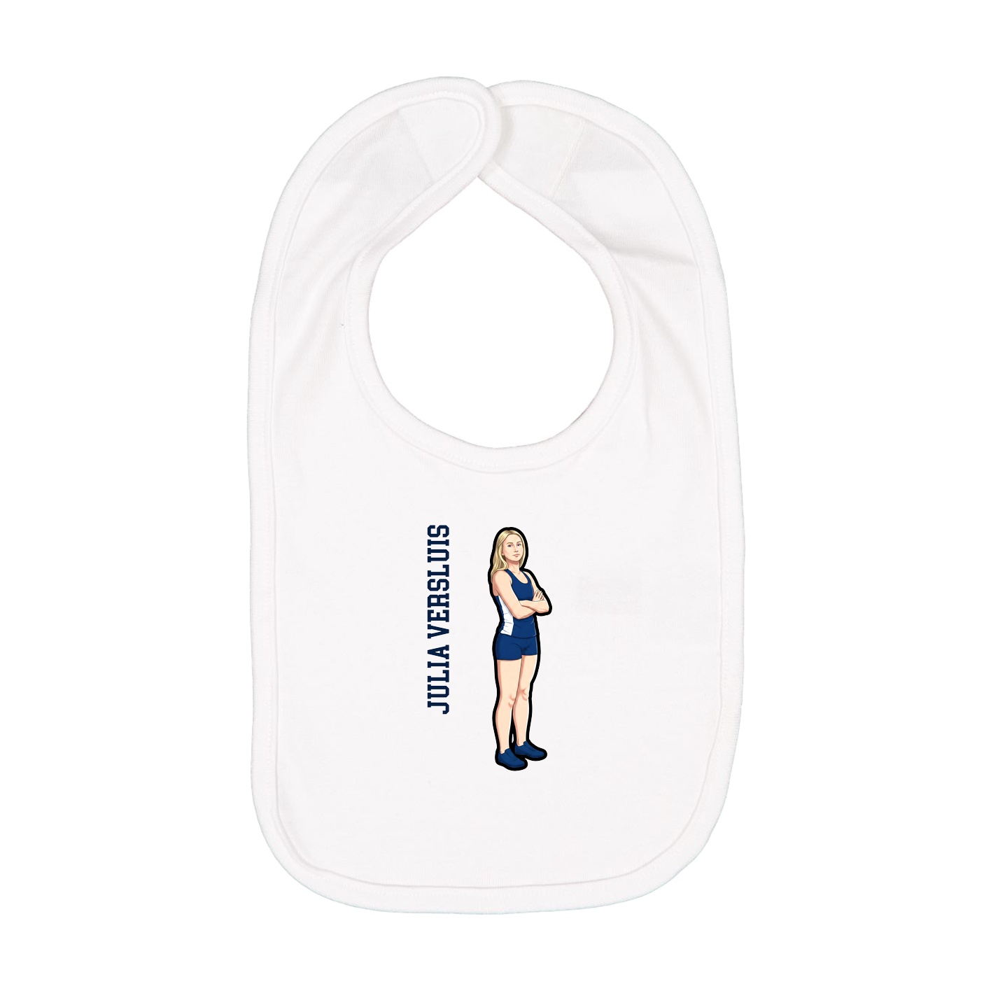 Infant Bib — Name Vertical in White