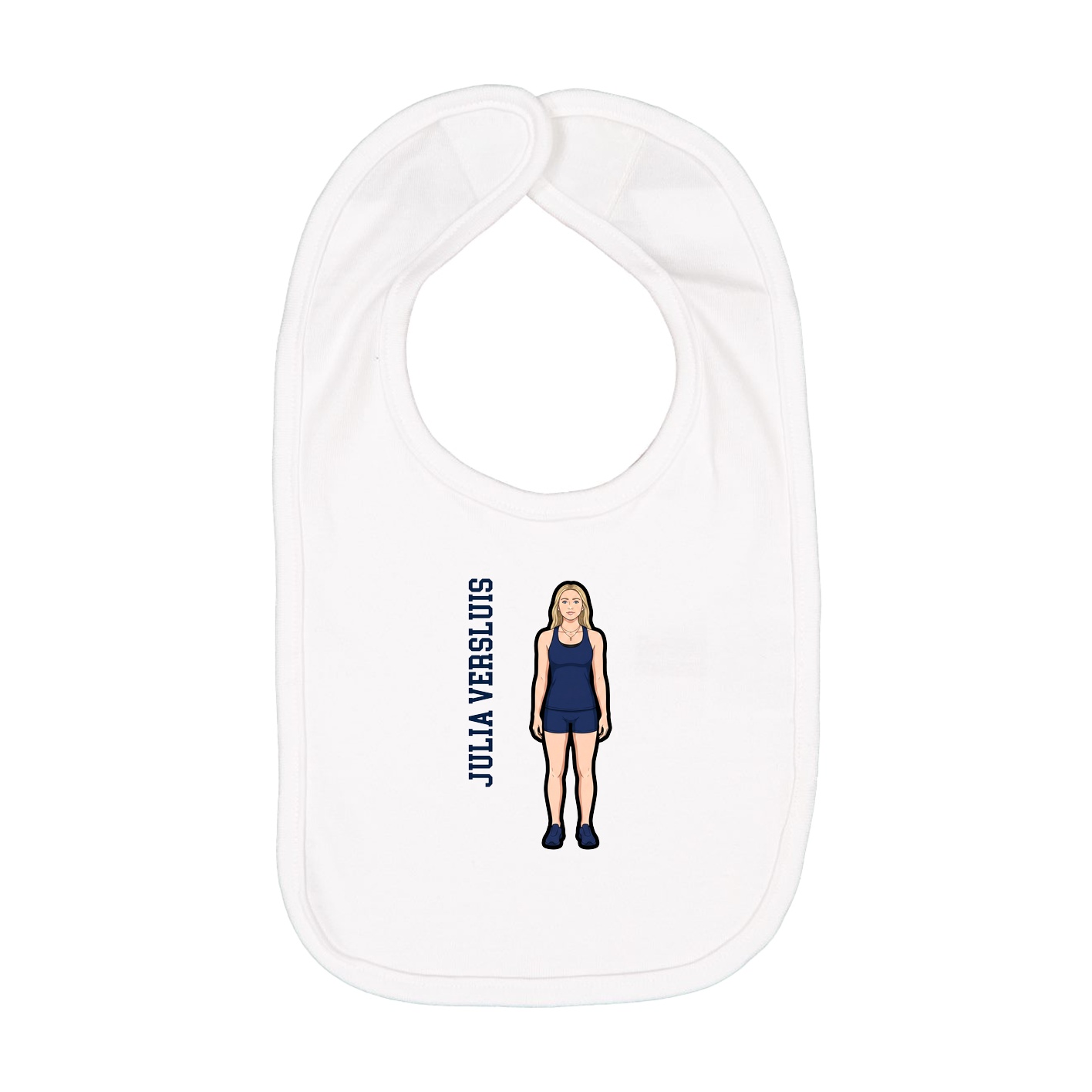 Infant Bib — Name Vertical in White