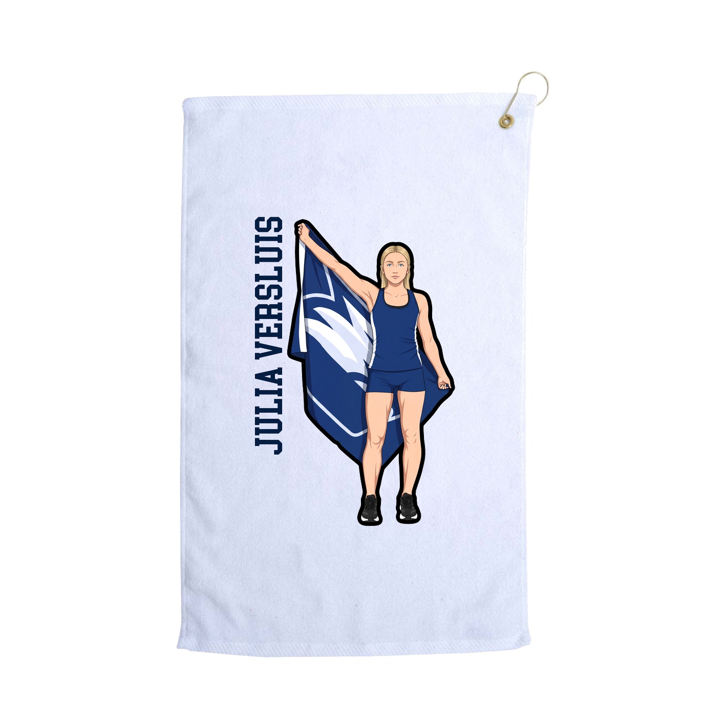Golf Towel — Name Vertical in White