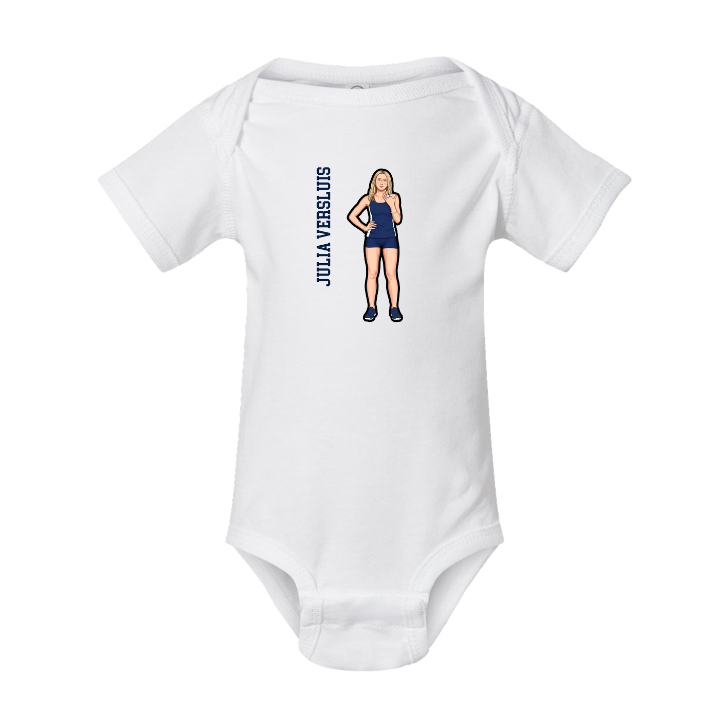 Baby Onesie — Name Vertical in White