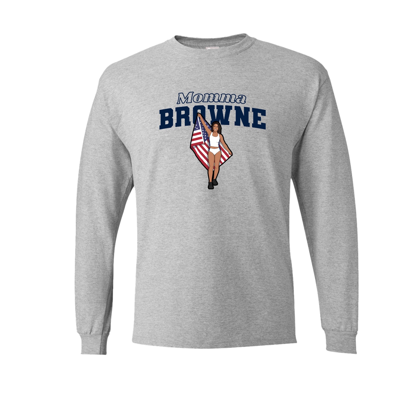 Long Sleeve Tee — Mothers Day Block in Grey
