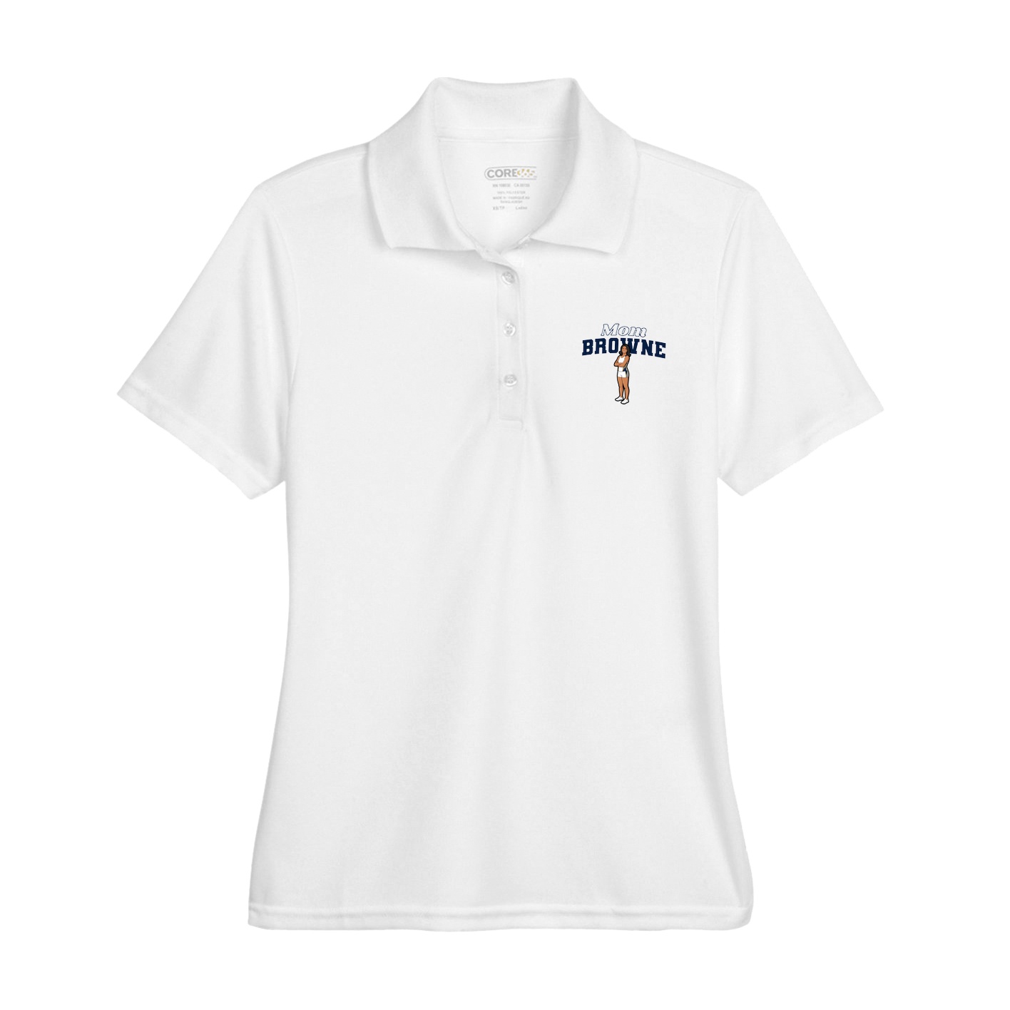 Womens Performance Polo — Mothers Day Block in White