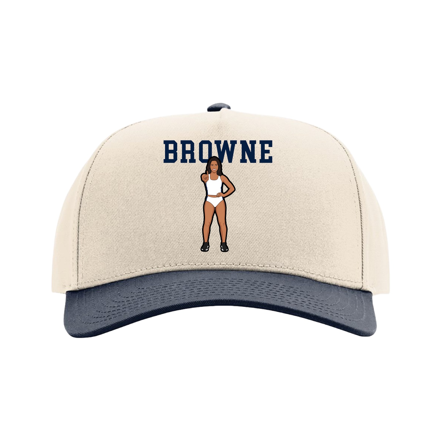 Full Fabric Five-Panel Champ Cap — Shirsey in Cream/Navy