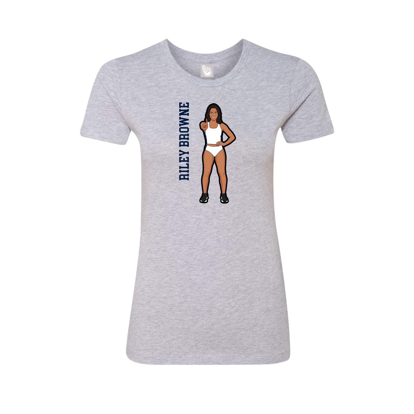 Fitted Women's Tee — Name Vertical in Grey