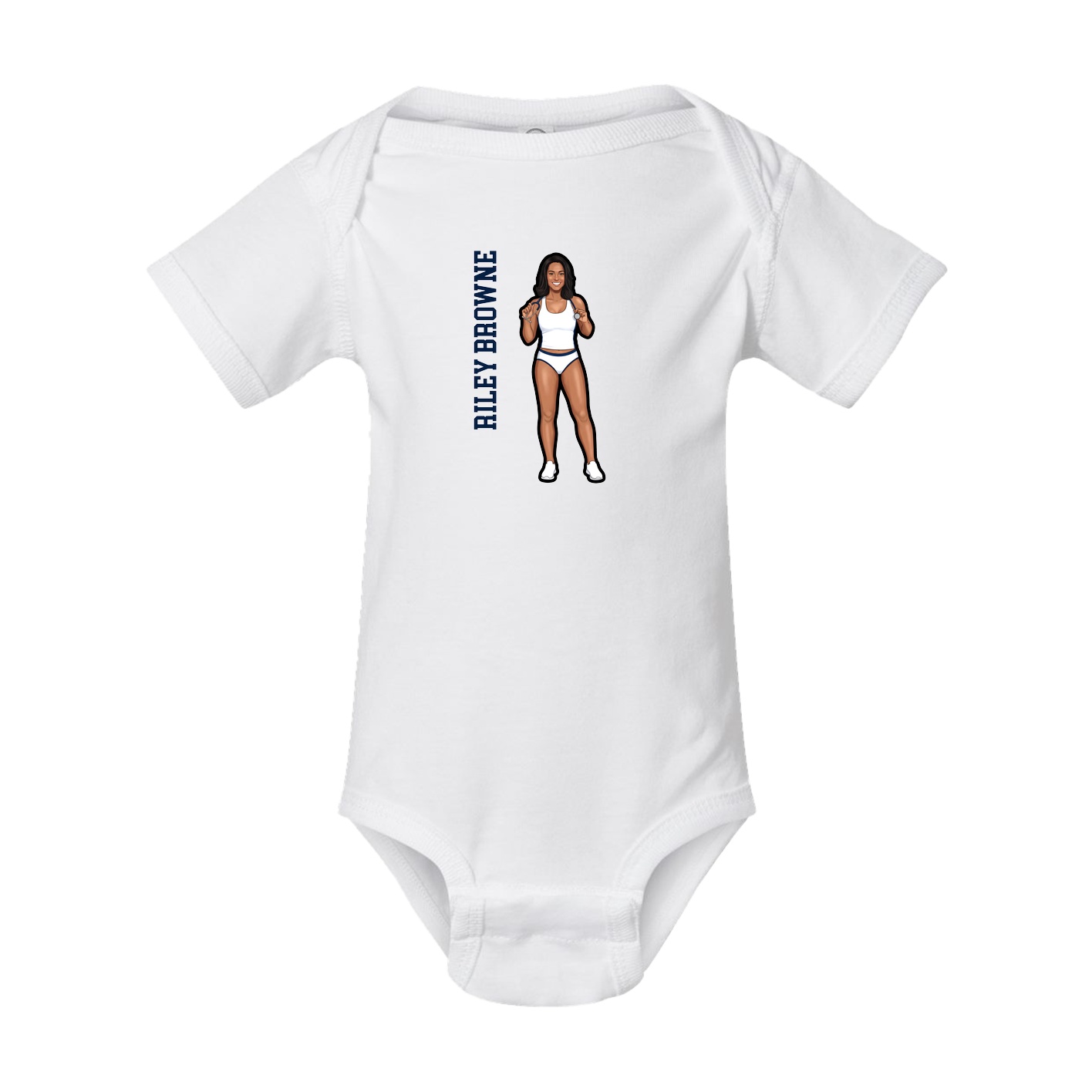 Baby Onesie — Name Vertical in White