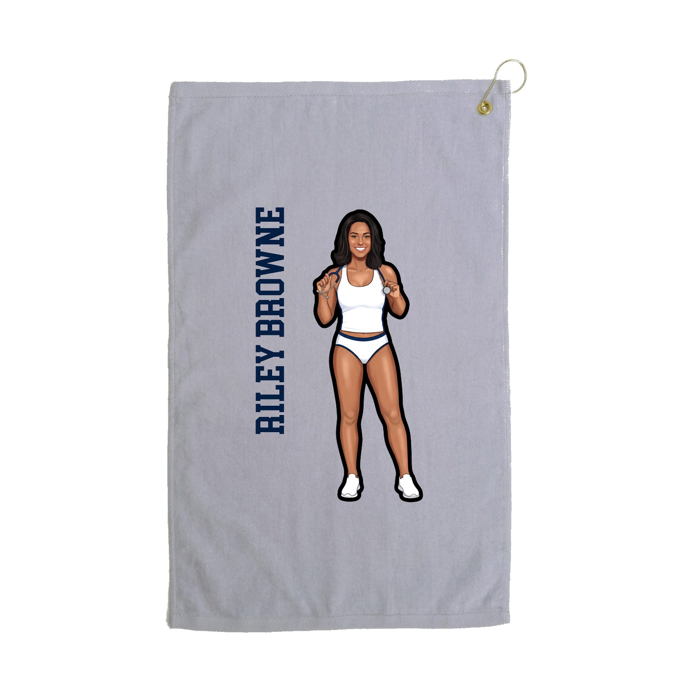 Golf Towel — Name Vertical in Grey