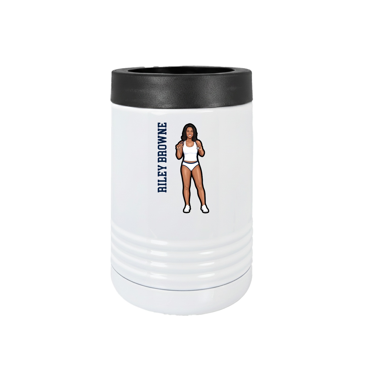 Beverage Holder — Name Vertical in White