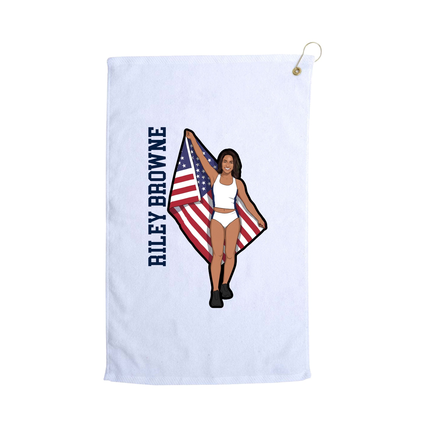 Golf Towel — Name Vertical in White