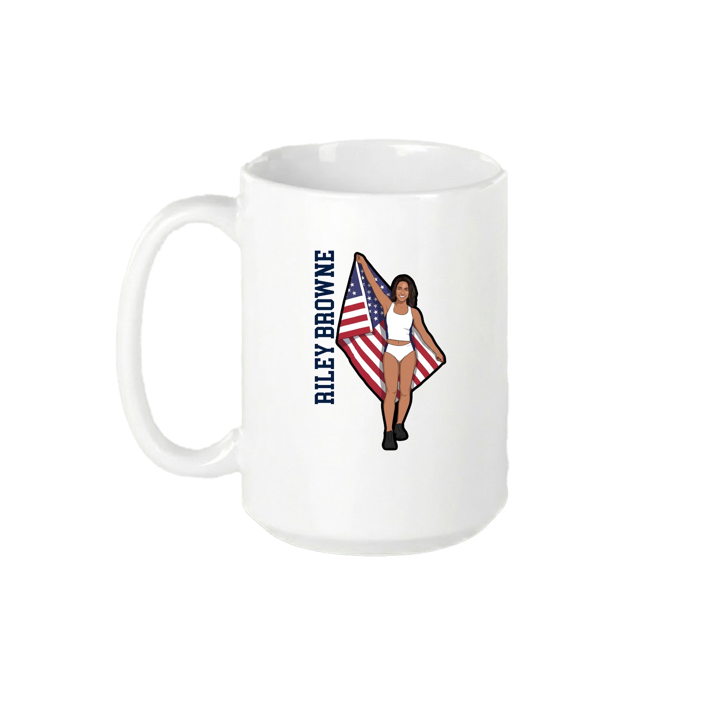 15oz Coffee Mug — Name Vertical in White