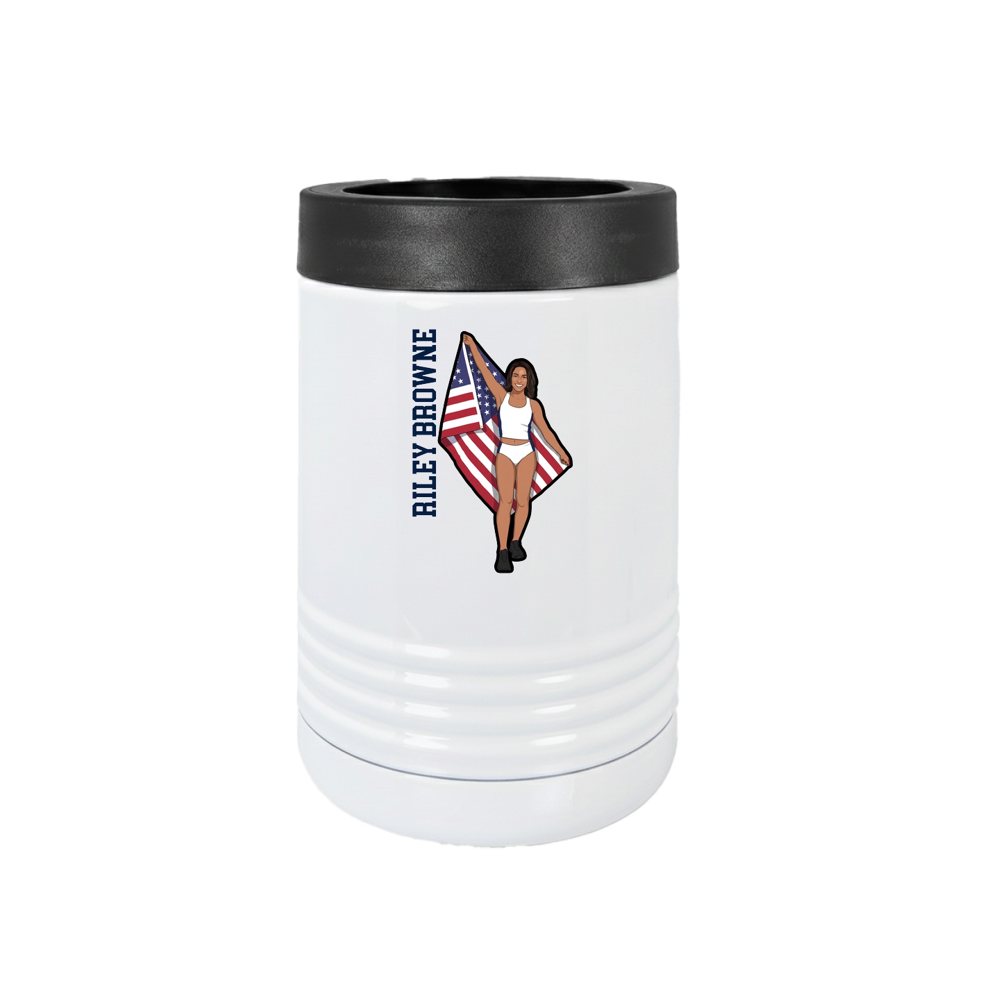 Beverage Holder — Name Vertical in White
