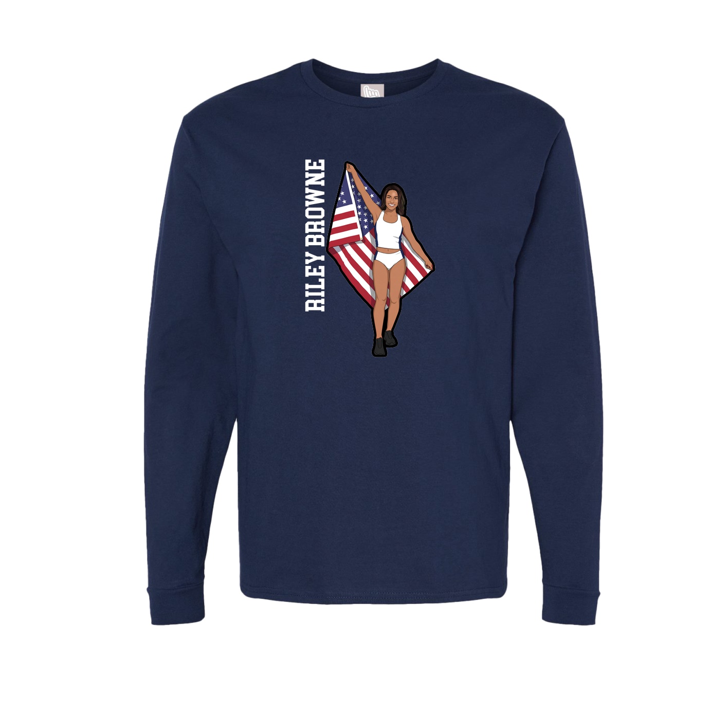 Long Sleeve Tee — Name Vertical in Navy