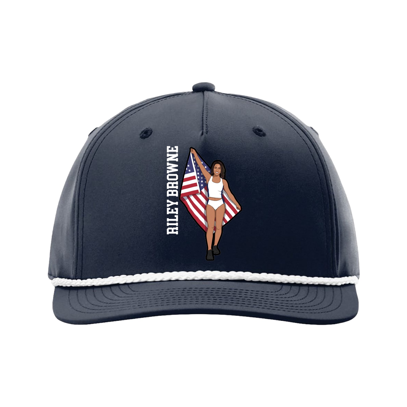 Five-Panel Classic Rope Cap — Name Vertical in Navy
