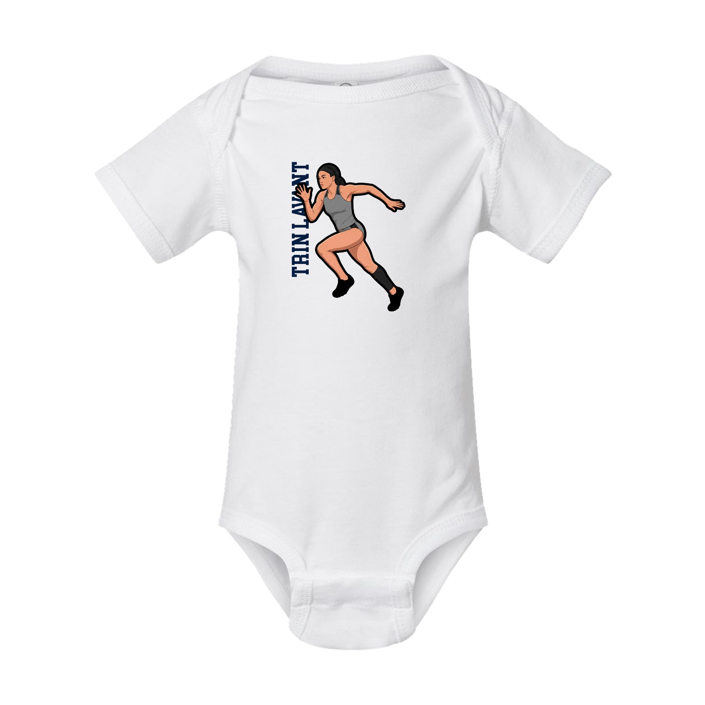 Baby Onesie — Name Vertical in White