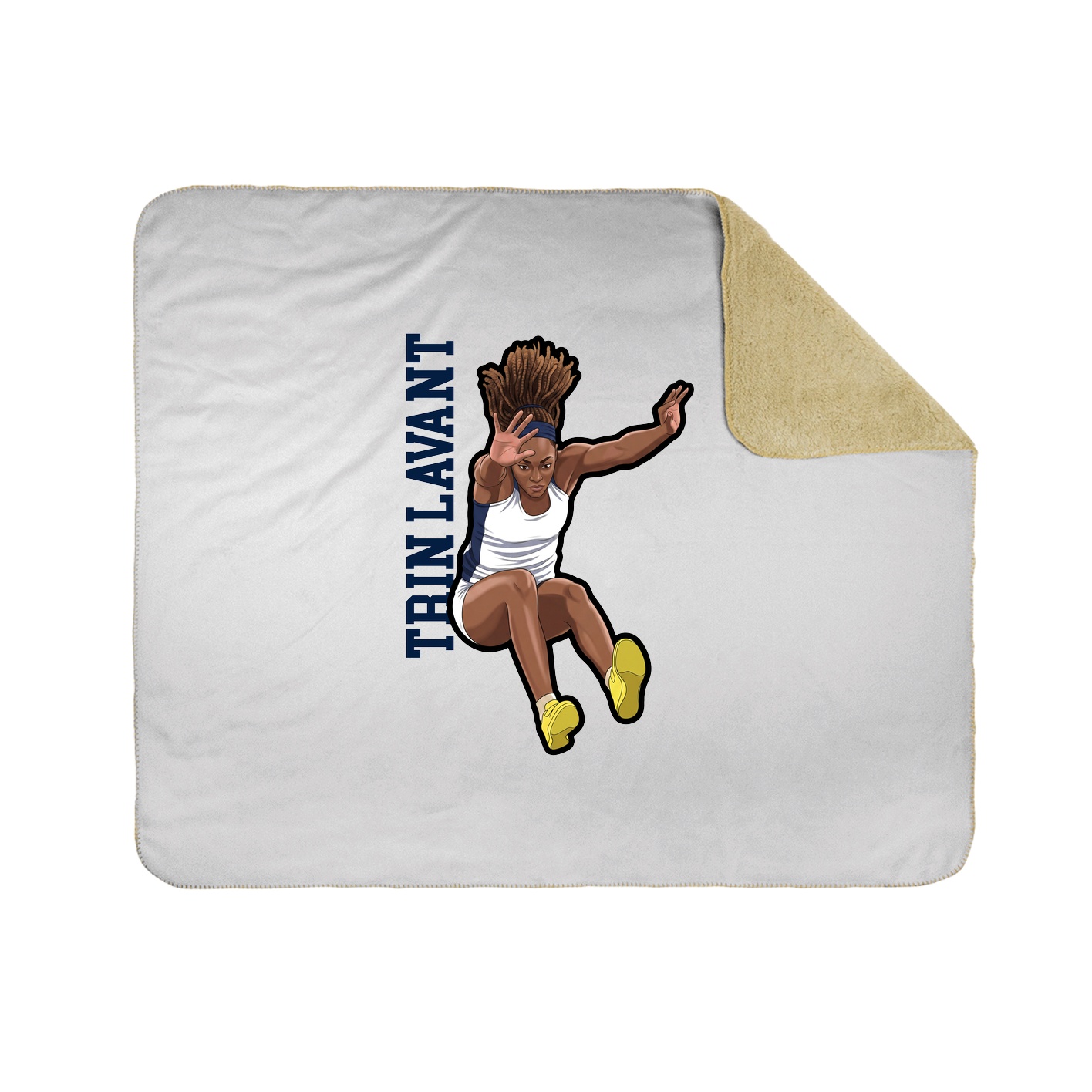 Throw Blanket — Name Vertical in White