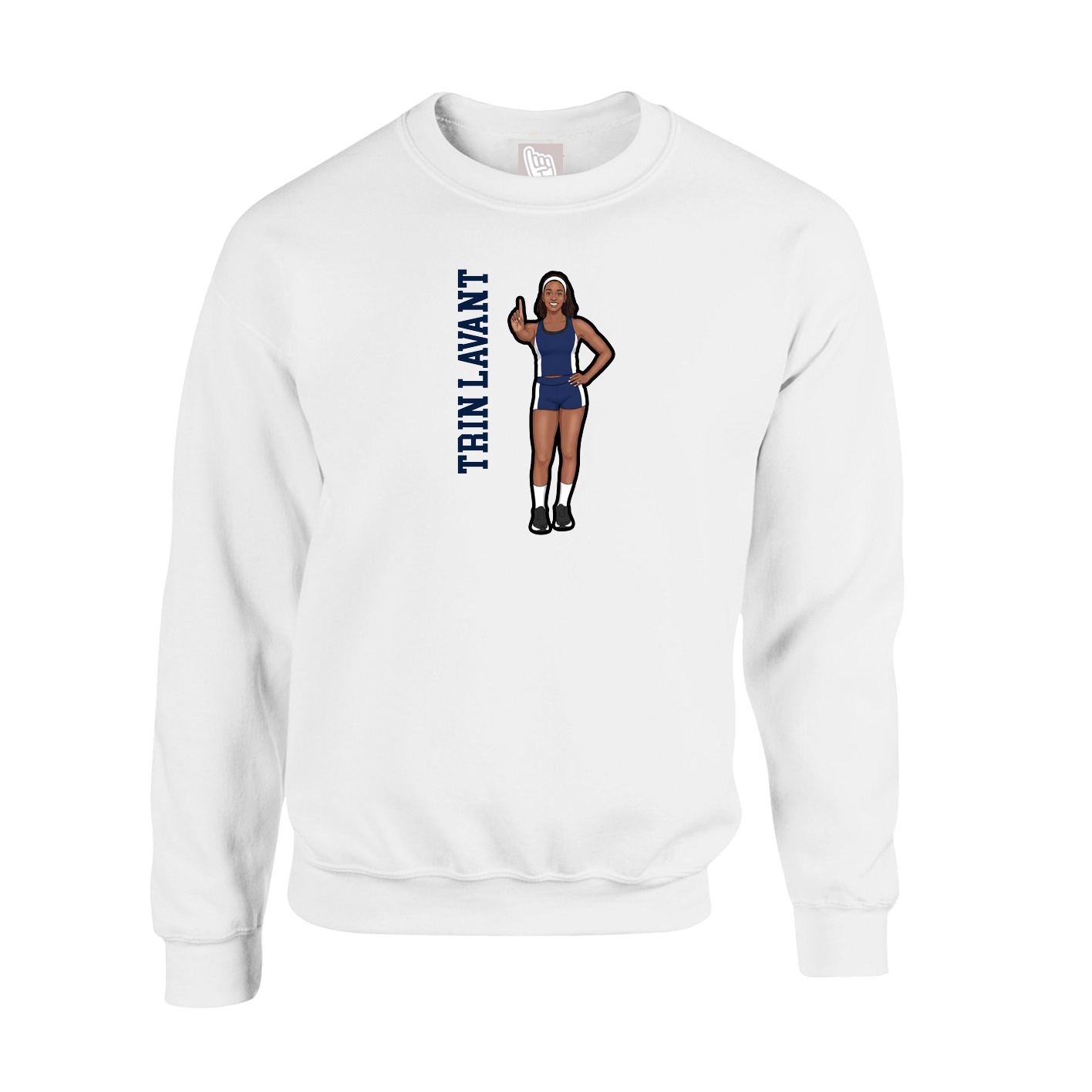 Fleece Crew — Name Vertical in White